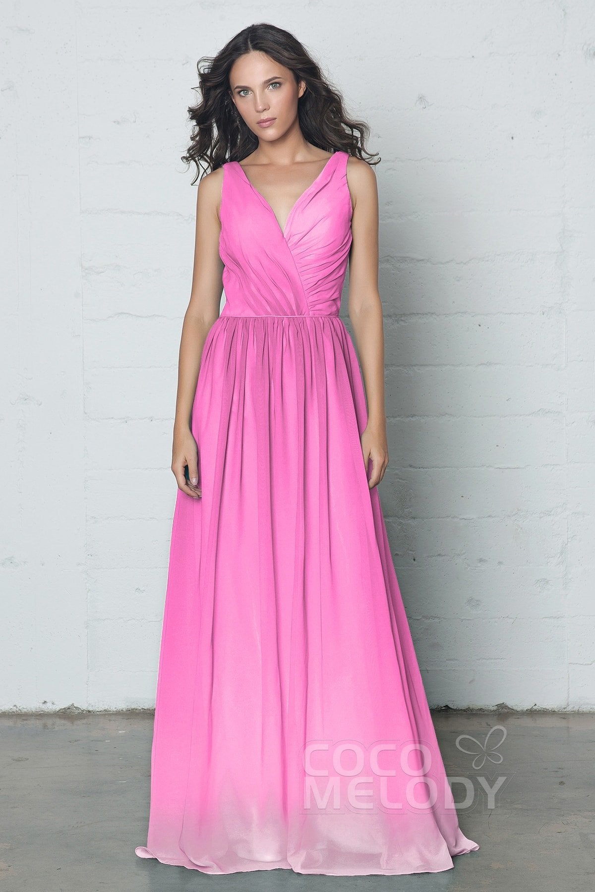 COCOMELODY Sheath-Column Floor Length Chiffon Ombre Dress COZF17014 