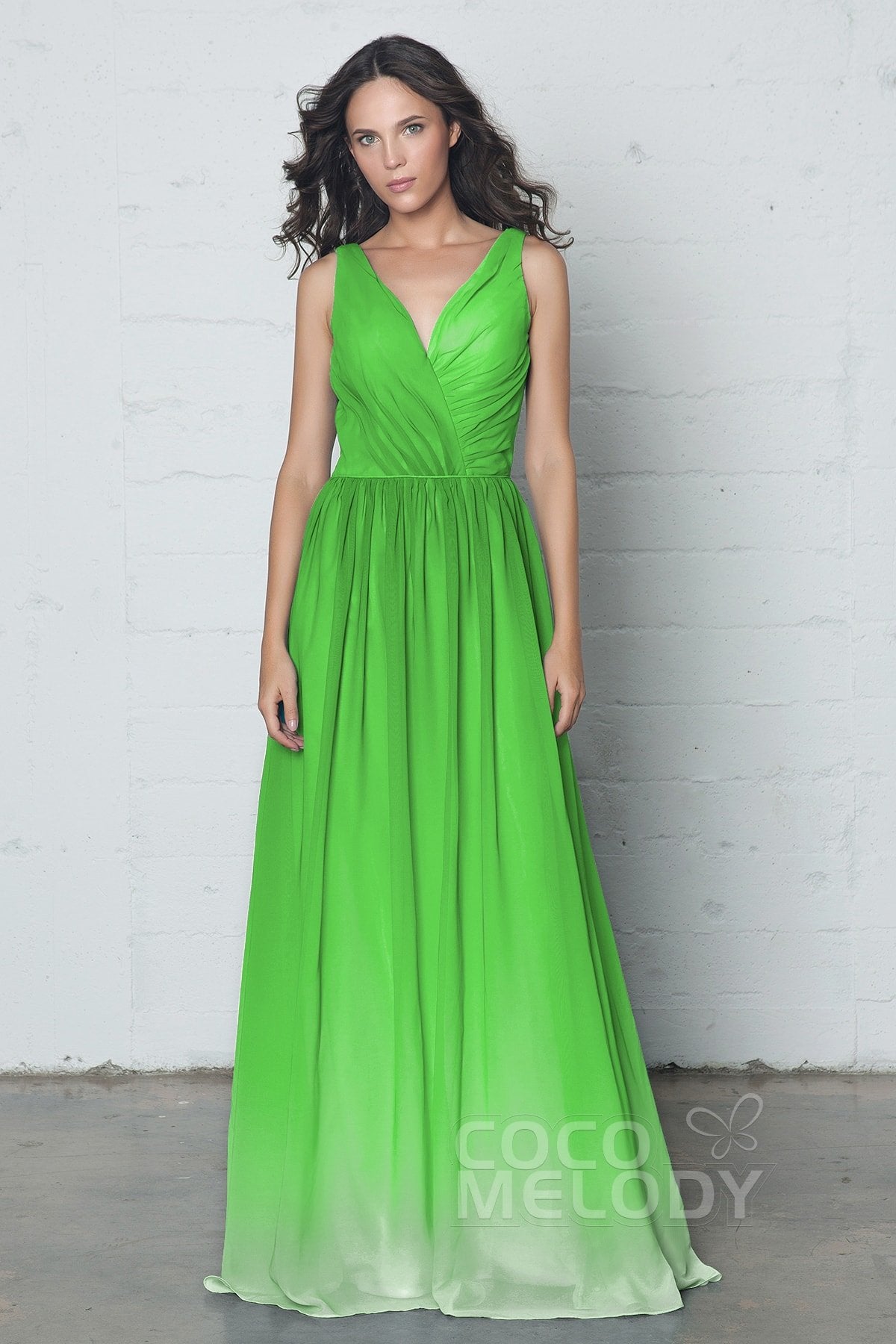 COCOMELODY Sheath-Column Floor Length Chiffon Ombre Dress COZF17014 