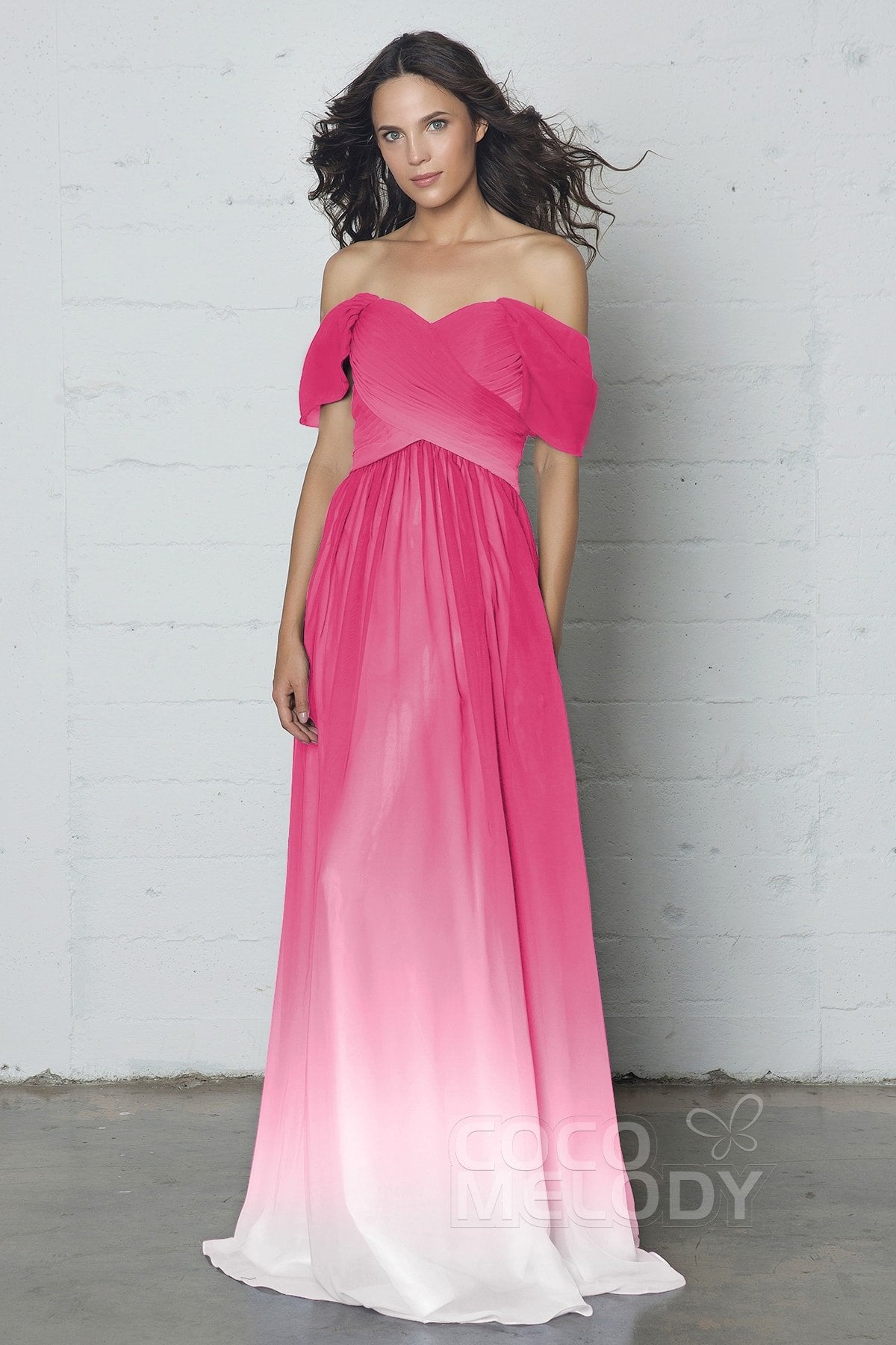 COCOMELODY Sheath-Column Floor Length Ombre Chiffon Dress COZF17015 