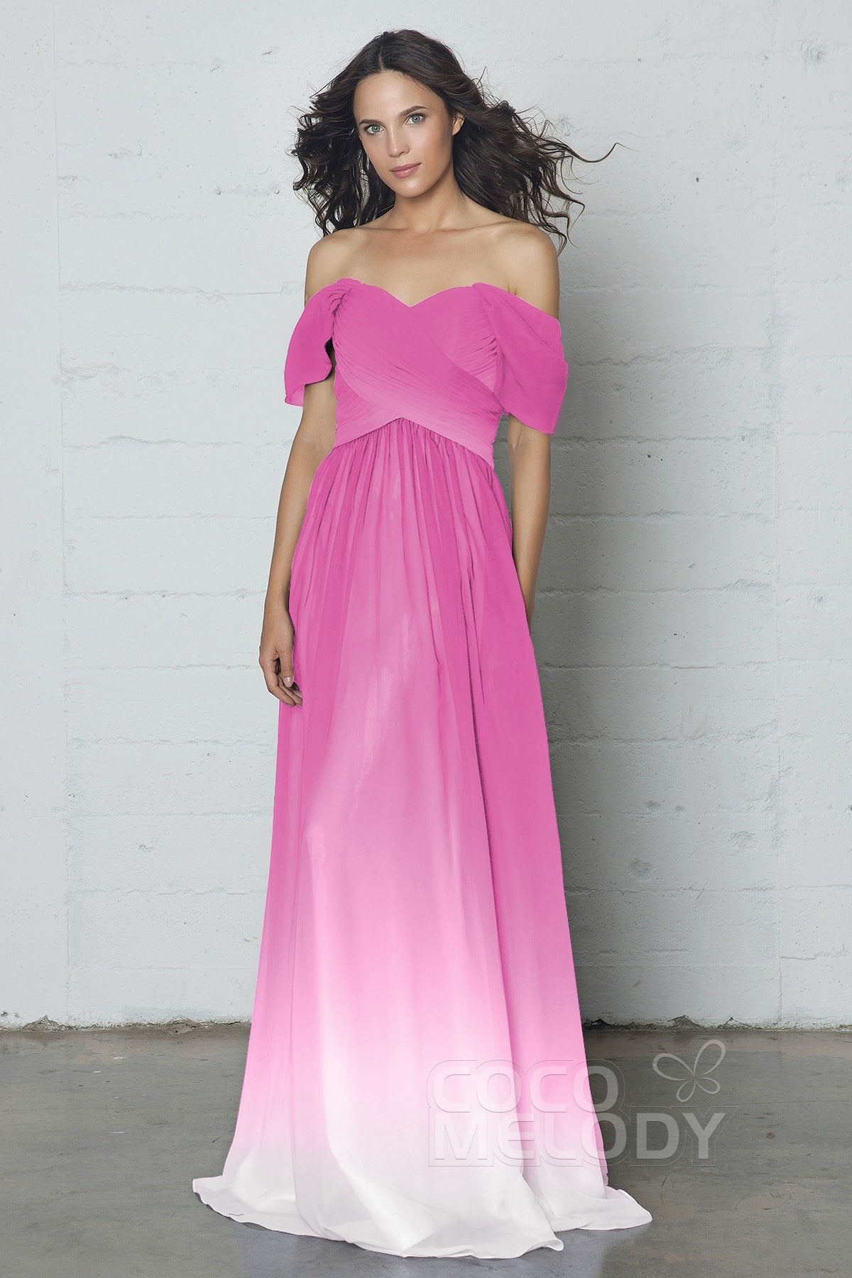 COCOMELODY Sheath-Column Floor Length Ombre Chiffon Dress COZF17015 