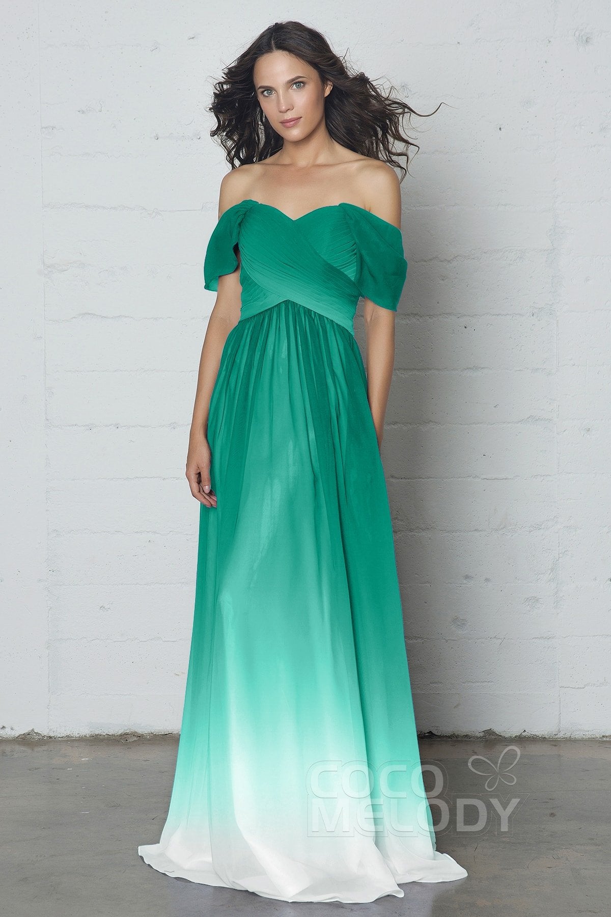 COCOMELODY Sheath-Column Floor Length Ombre Chiffon Dress COZF17015 