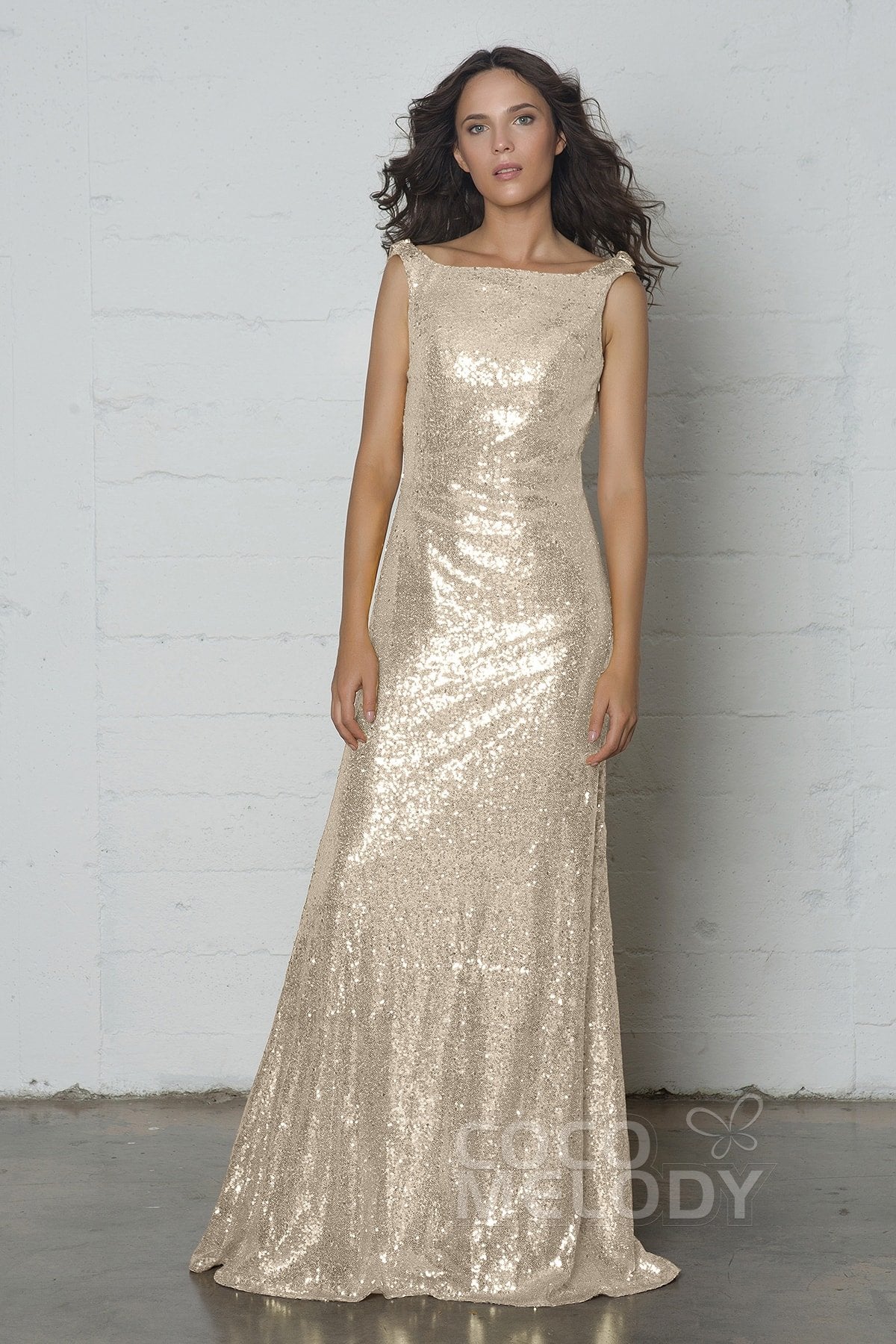 COCOMELODY Sheath-Column Floor Length Sequined Dress COZF17020 