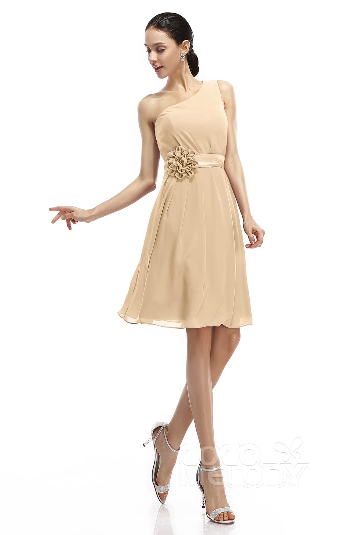 COCOMELODY A-Line Knee Length Chiffon Bridesmaid Dresses COZK1400D 