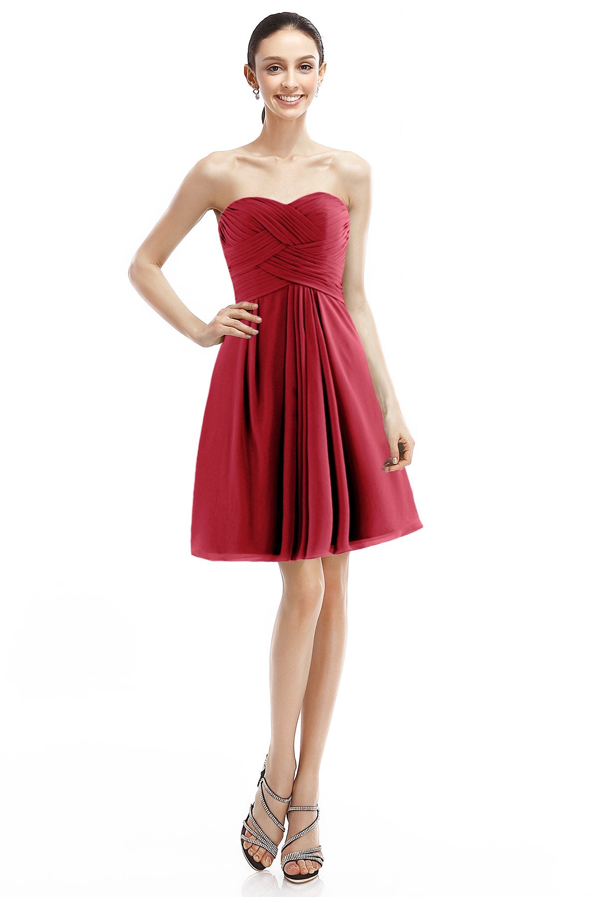 COCOMELODY A-Line Knee Length Chiffon Bridesmaid Dress COZK14018 