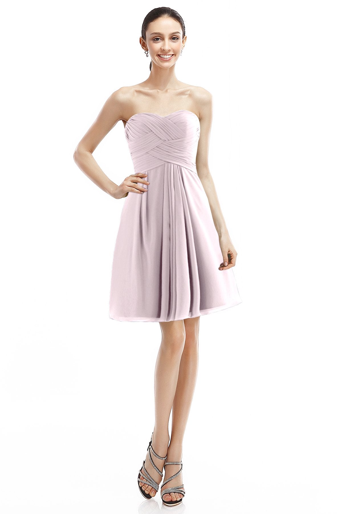 COCOMELODY A-Line Knee Length Chiffon Bridesmaid Dress COZK14018 