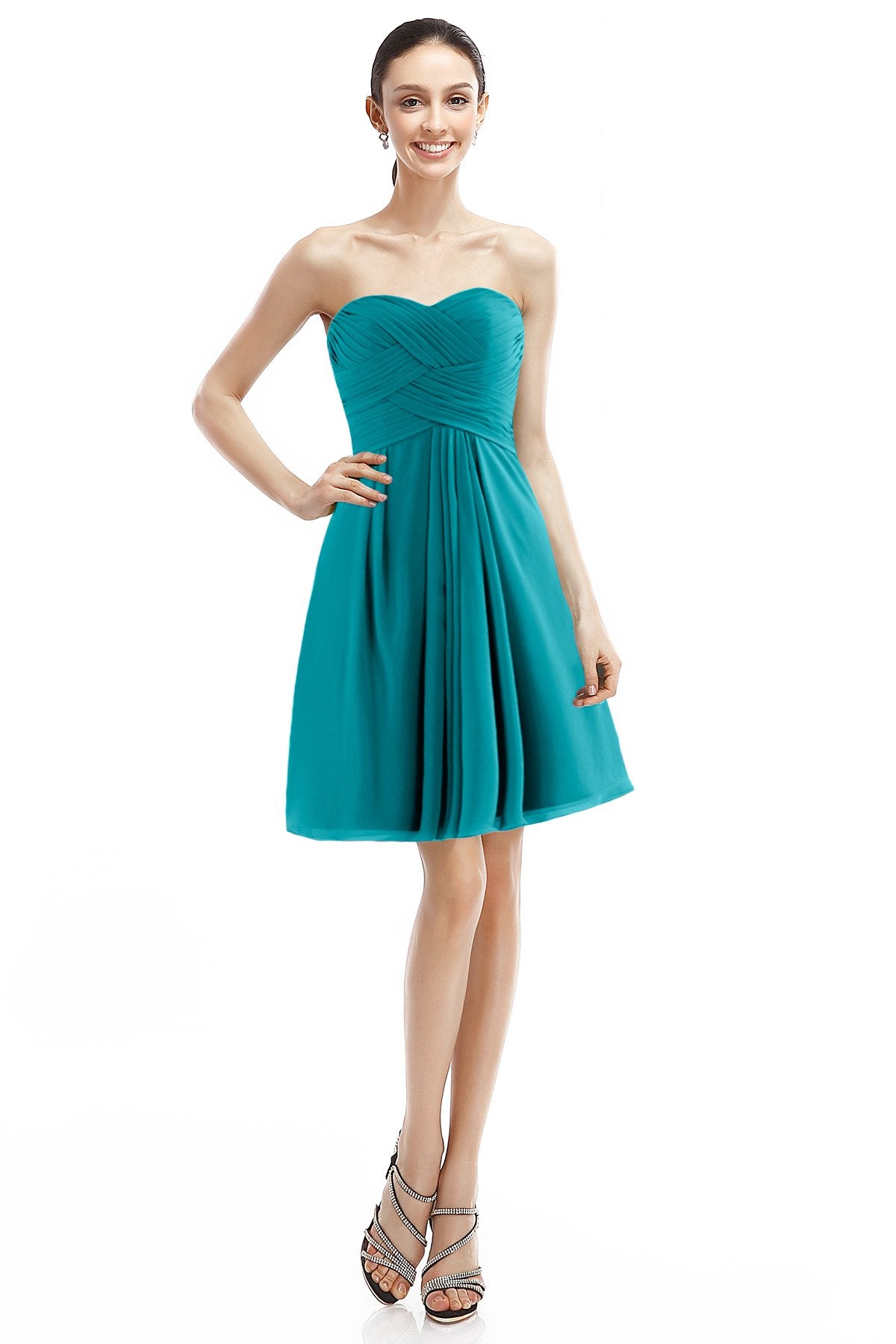 COCOMELODY A-Line Knee Length Chiffon Bridesmaid Dress COZK14018 