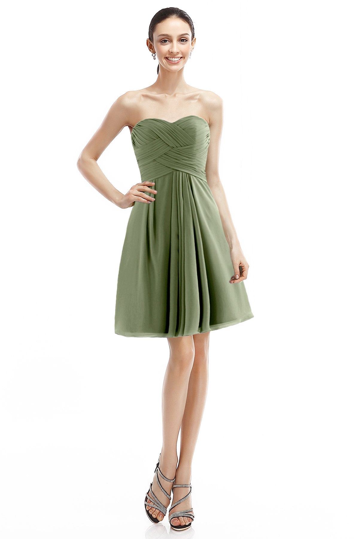 COCOMELODY A-Line Knee Length Chiffon Bridesmaid Dress COZK14018 