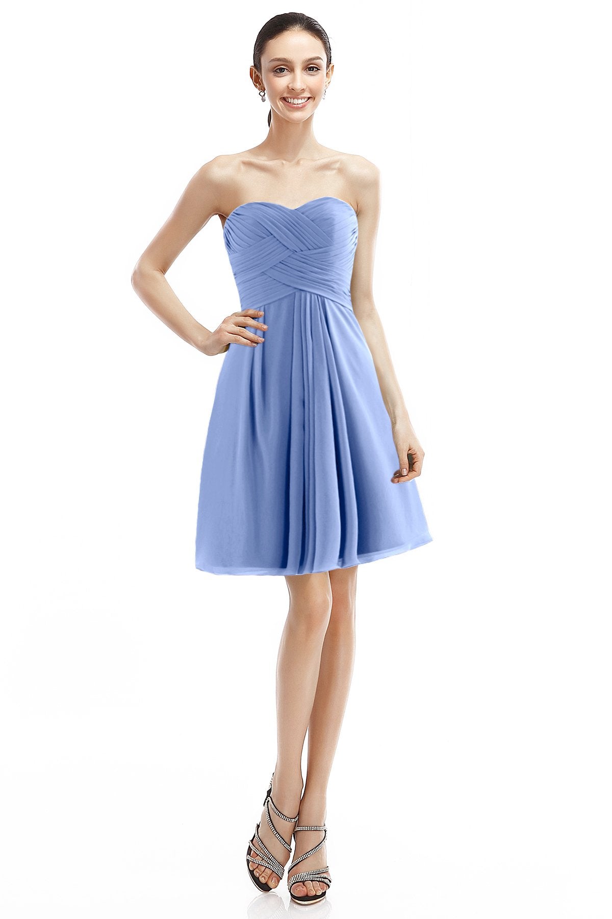 COCOMELODY A-Line Knee Length Chiffon Bridesmaid Dress COZK14018 