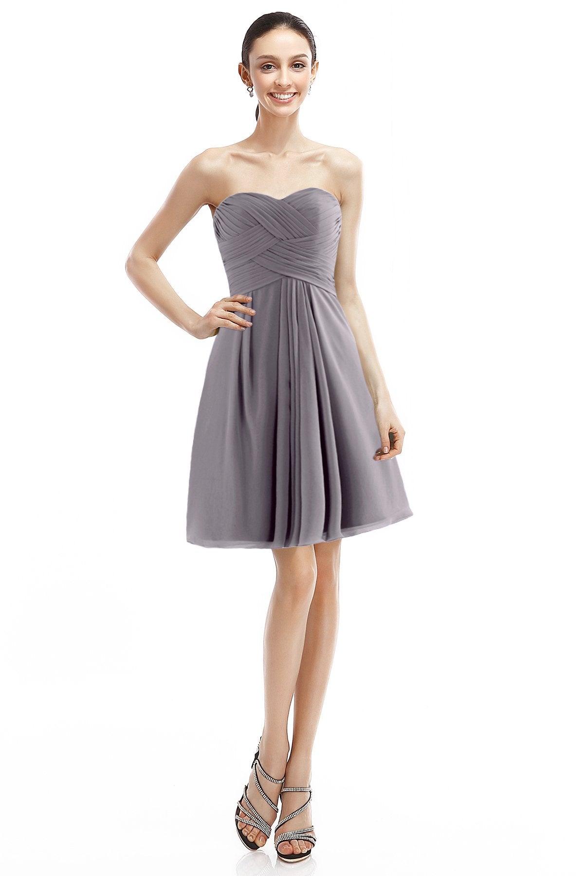 COCOMELODY A-Line Knee Length Chiffon Bridesmaid Dress COZK14018 