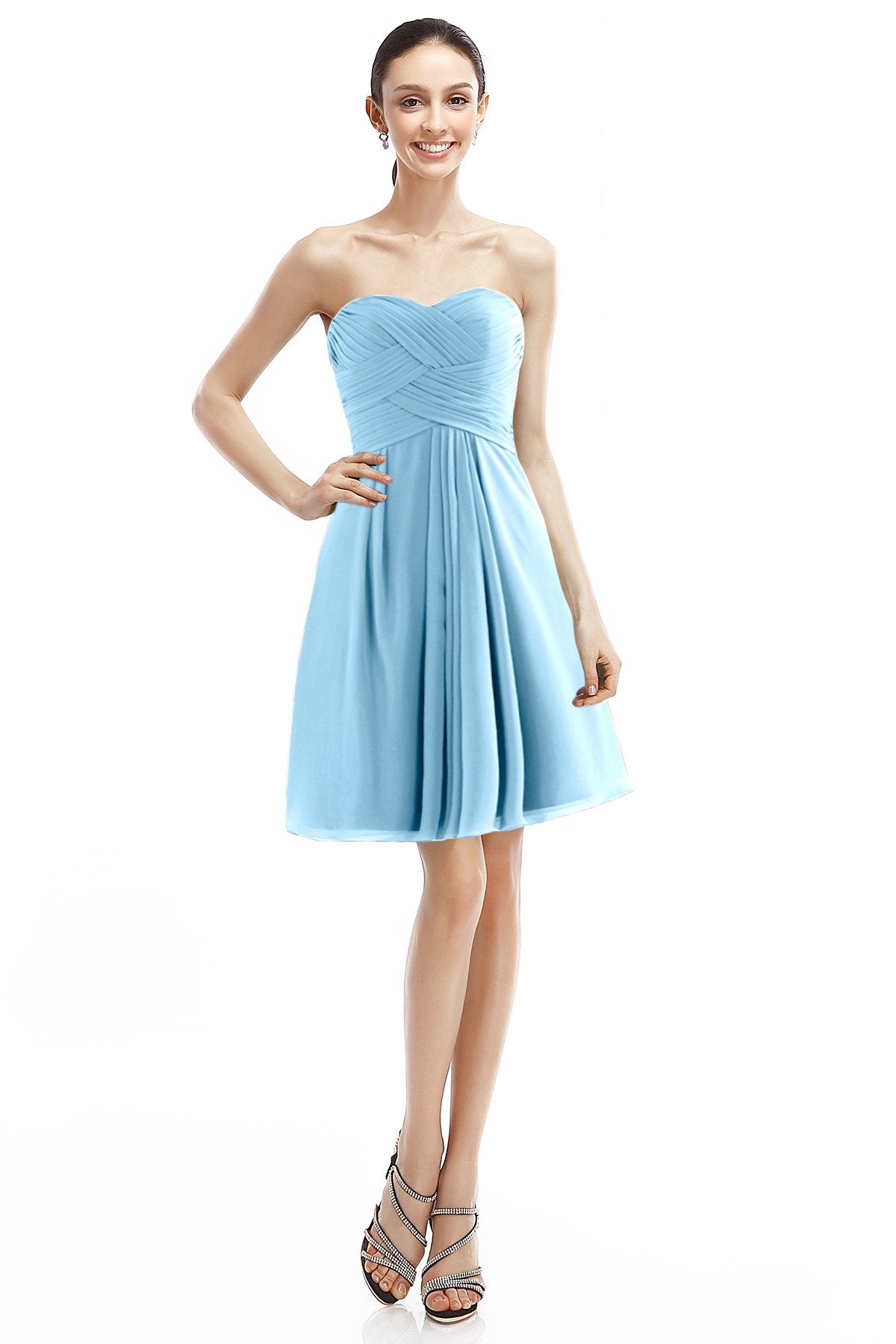 COCOMELODY A-Line Knee Length Chiffon Bridesmaid Dress COZK14018 