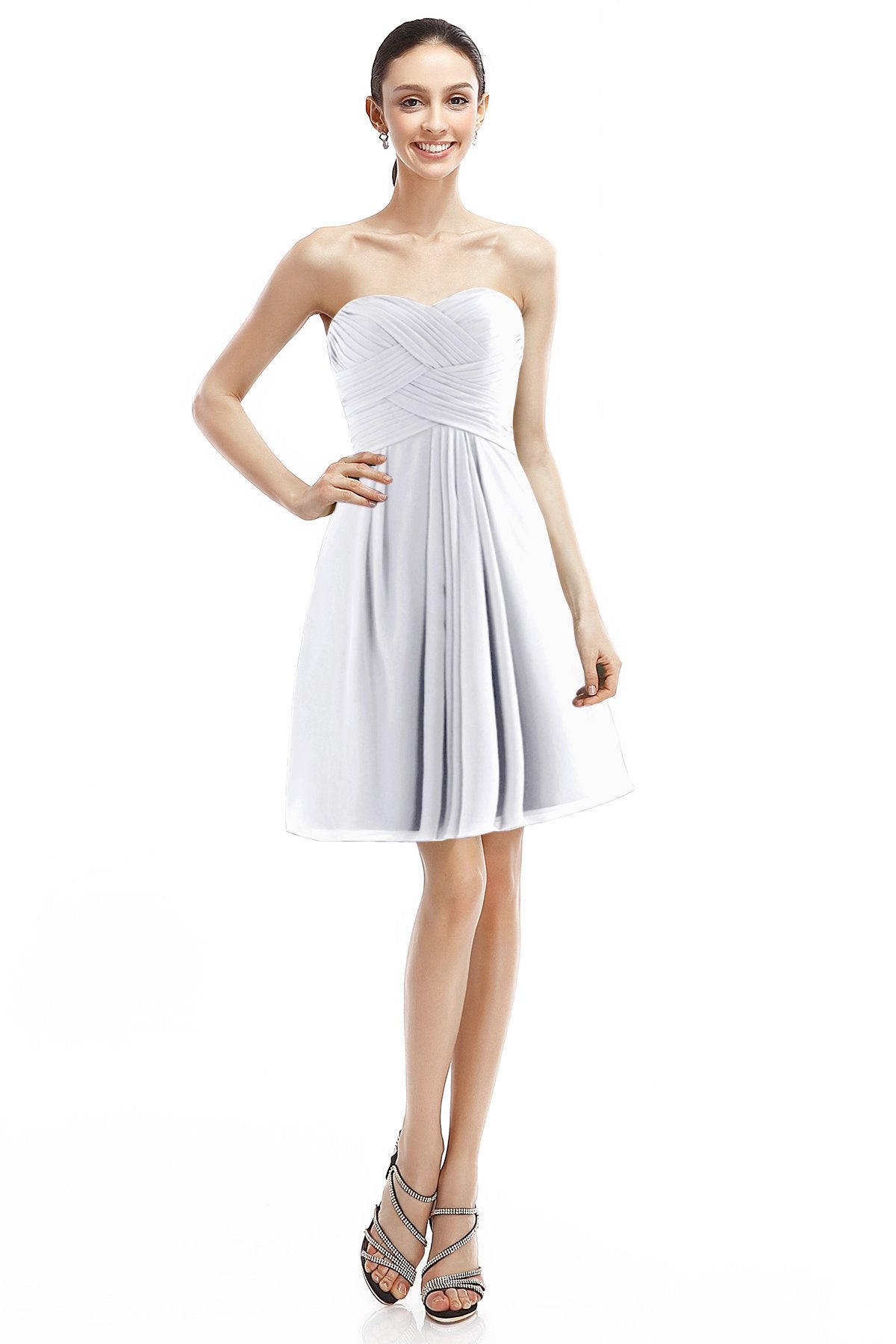 COCOMELODY A-Line Knee Length Chiffon Bridesmaid Dress COZK14018 