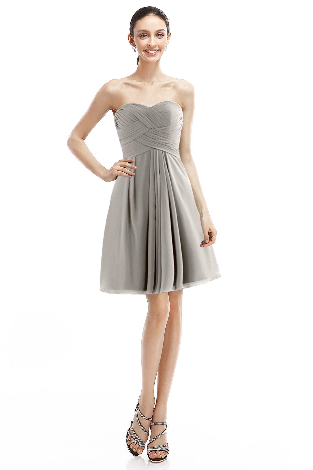 COCOMELODY A-Line Knee Length Chiffon Bridesmaid Dress COZK14018 