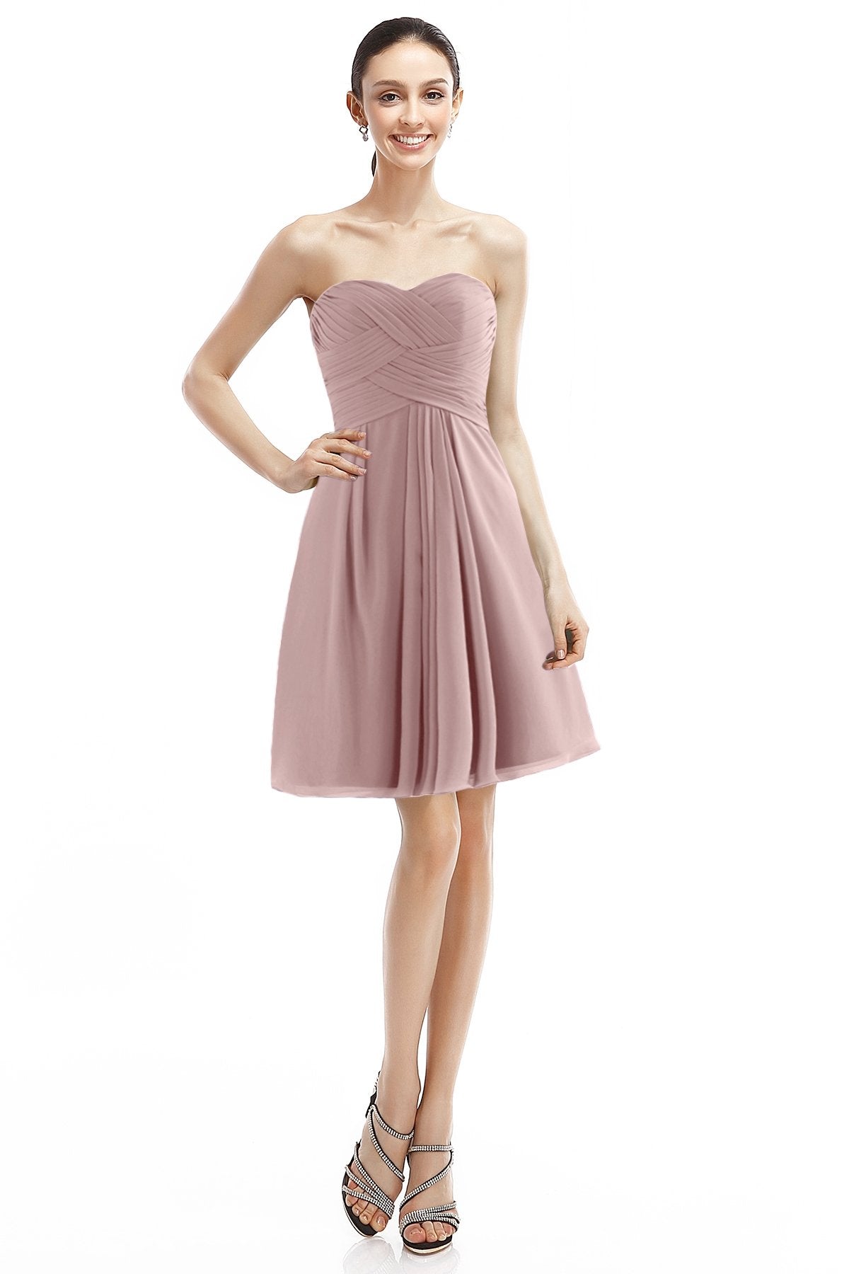 COCOMELODY A-Line Knee Length Chiffon Bridesmaid Dress COZK14018 