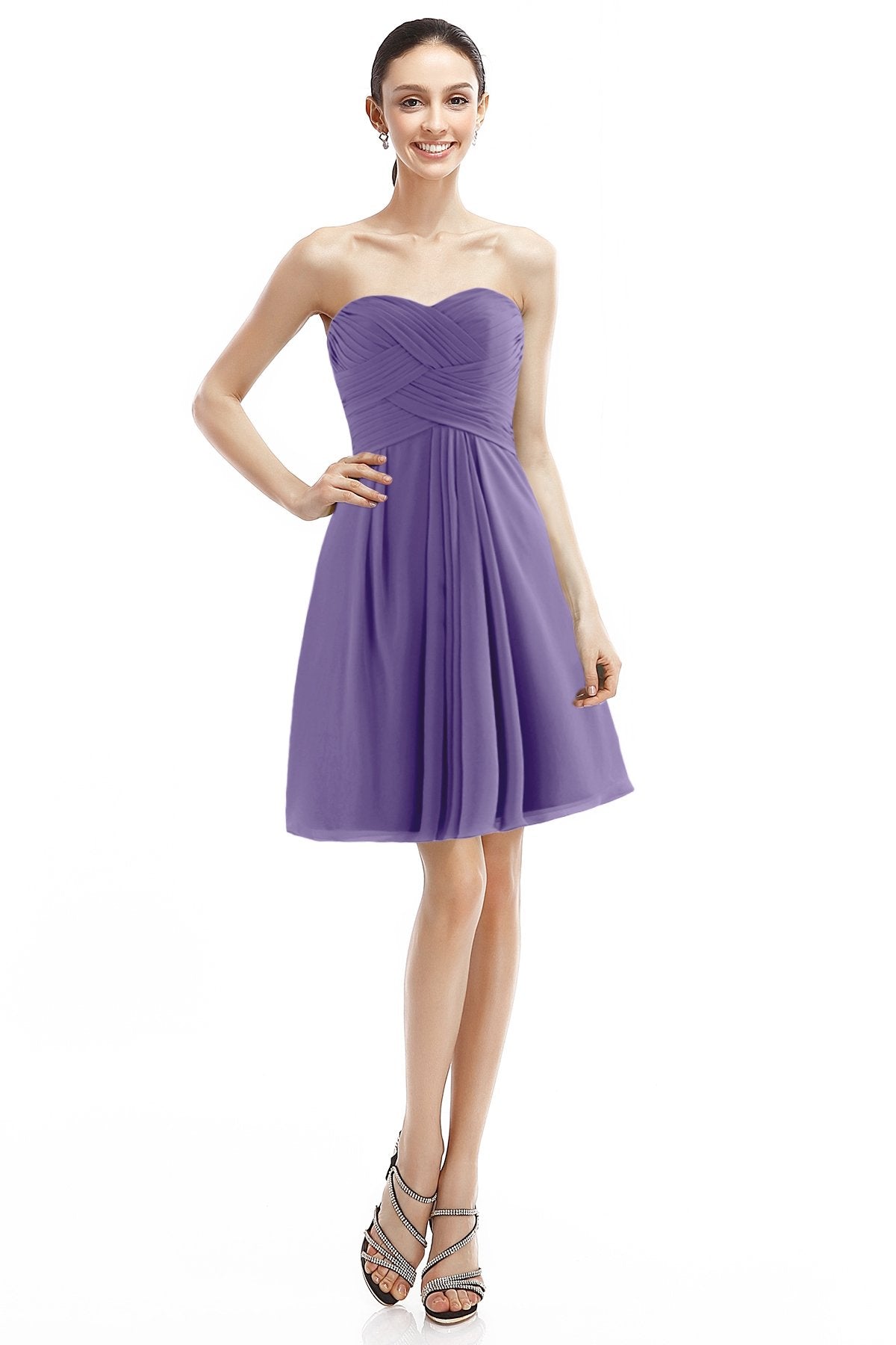 COCOMELODY A-Line Knee Length Chiffon Bridesmaid Dress COZK14018 