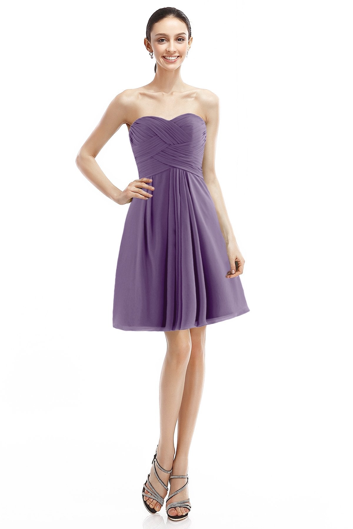 COCOMELODY A-Line Knee Length Chiffon Bridesmaid Dress COZK14018 