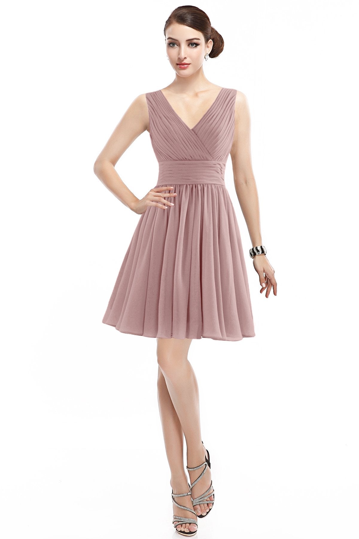 COCOMELODY A-Line Short Mini Chiffon Bridesmaid Dress COZK14019 