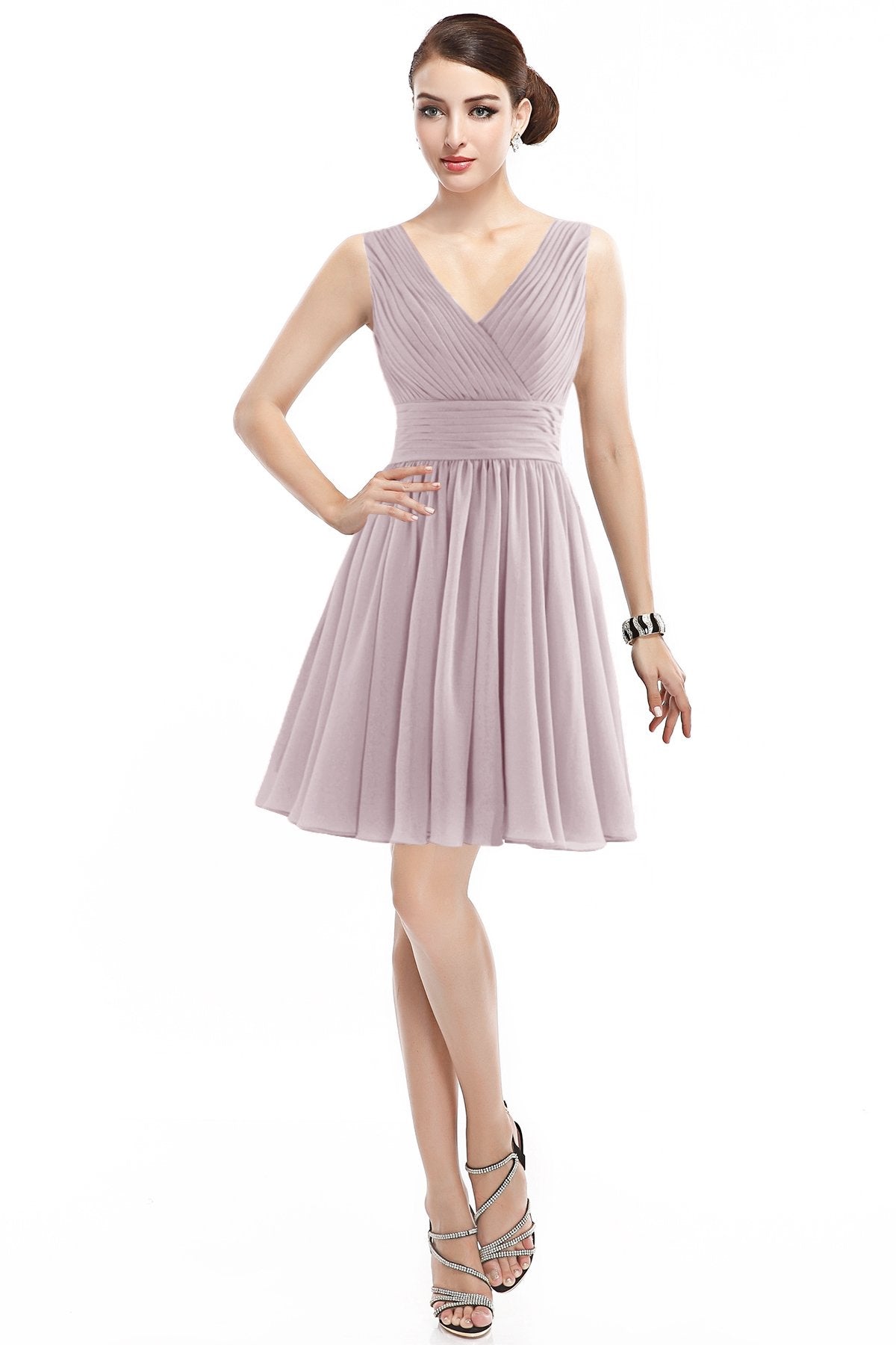 COCOMELODY A-Line Short Mini Chiffon Bridesmaid Dress COZK14019 