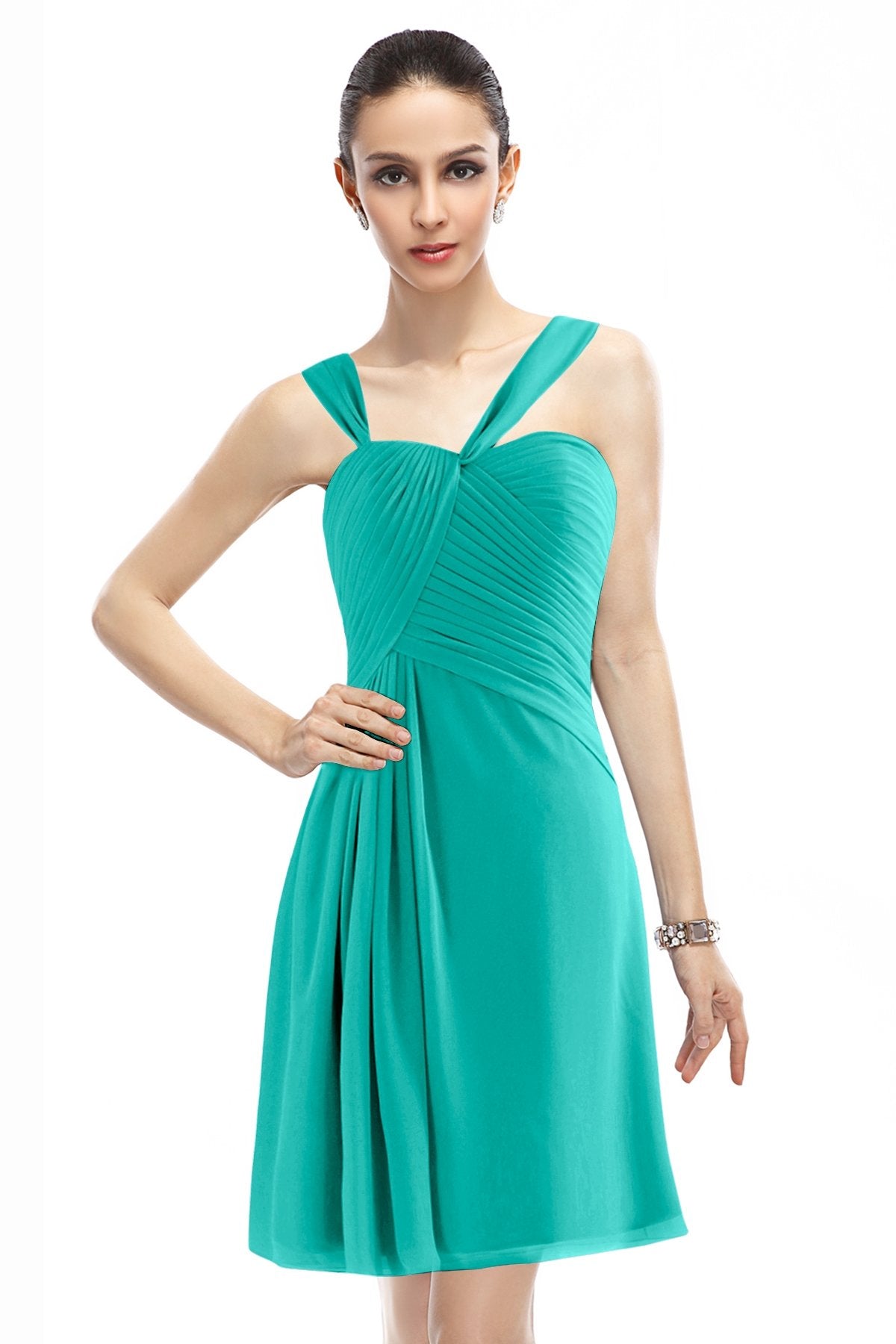 COCOMELODY A-Line Knee Length Chiffon Bridesmaid Dress COZK1401A 