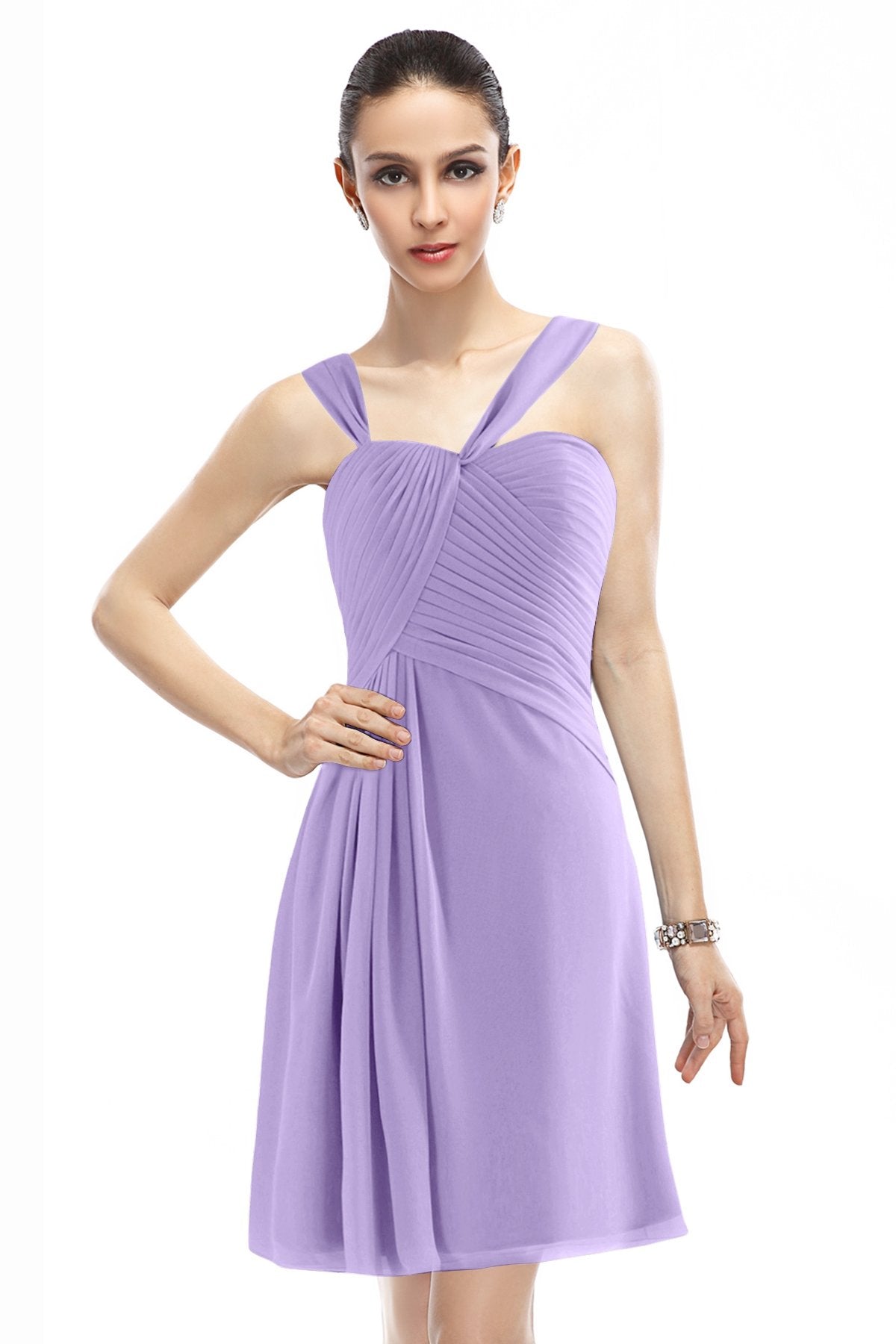 COCOMELODY A-Line Knee Length Chiffon Bridesmaid Dress COZK1401A 