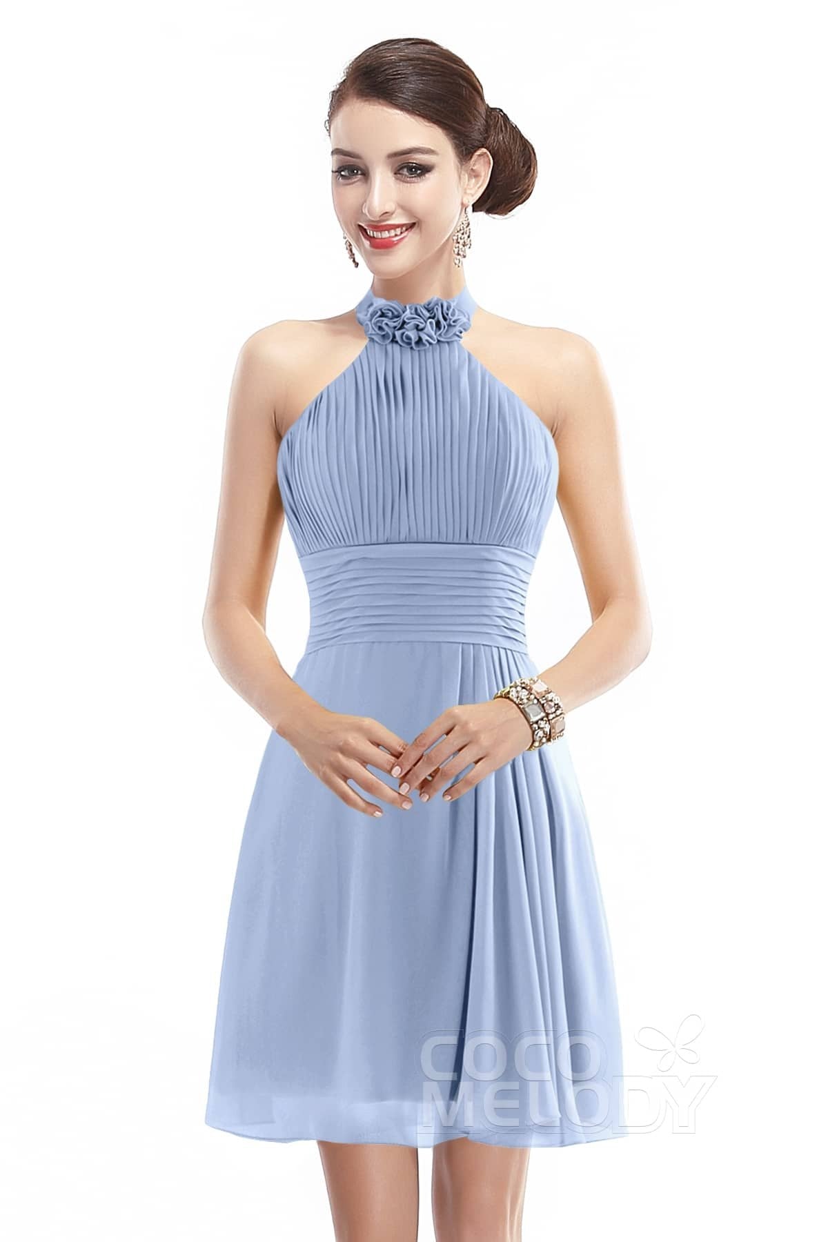 COCOMELODY A-Line Short-Mini Chiffon Bridesmaid Dress COZK1401B 