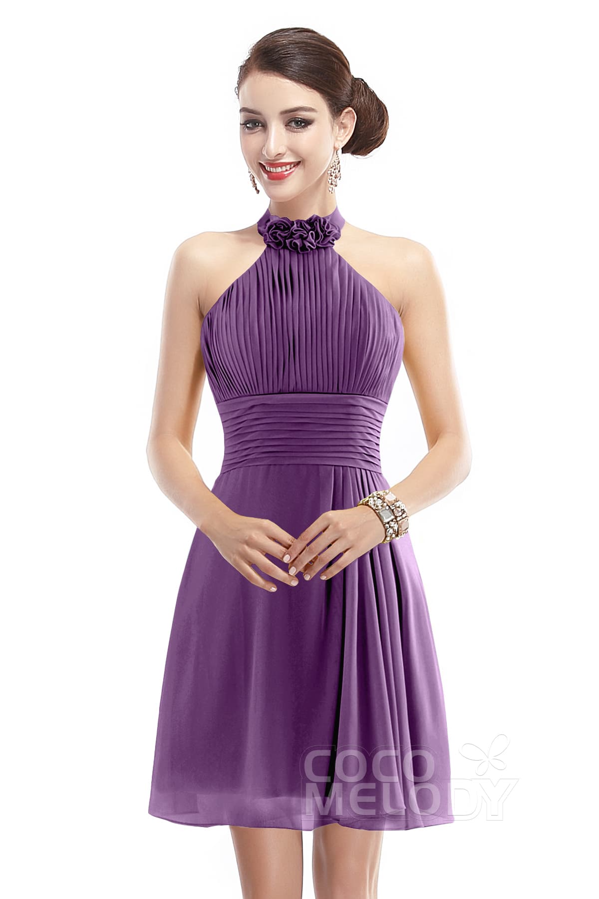 COCOMELODY A-Line Short-Mini Chiffon Bridesmaid Dress COZK1401B 