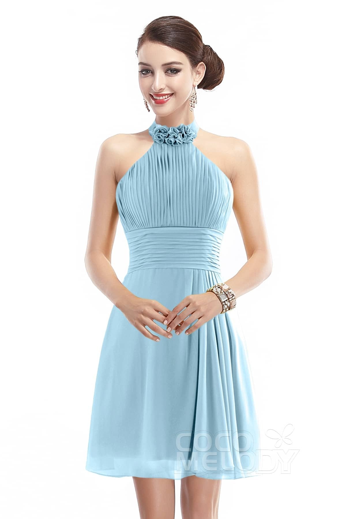 COCOMELODY A-Line Short-Mini Chiffon Bridesmaid Dress COZK1401B 