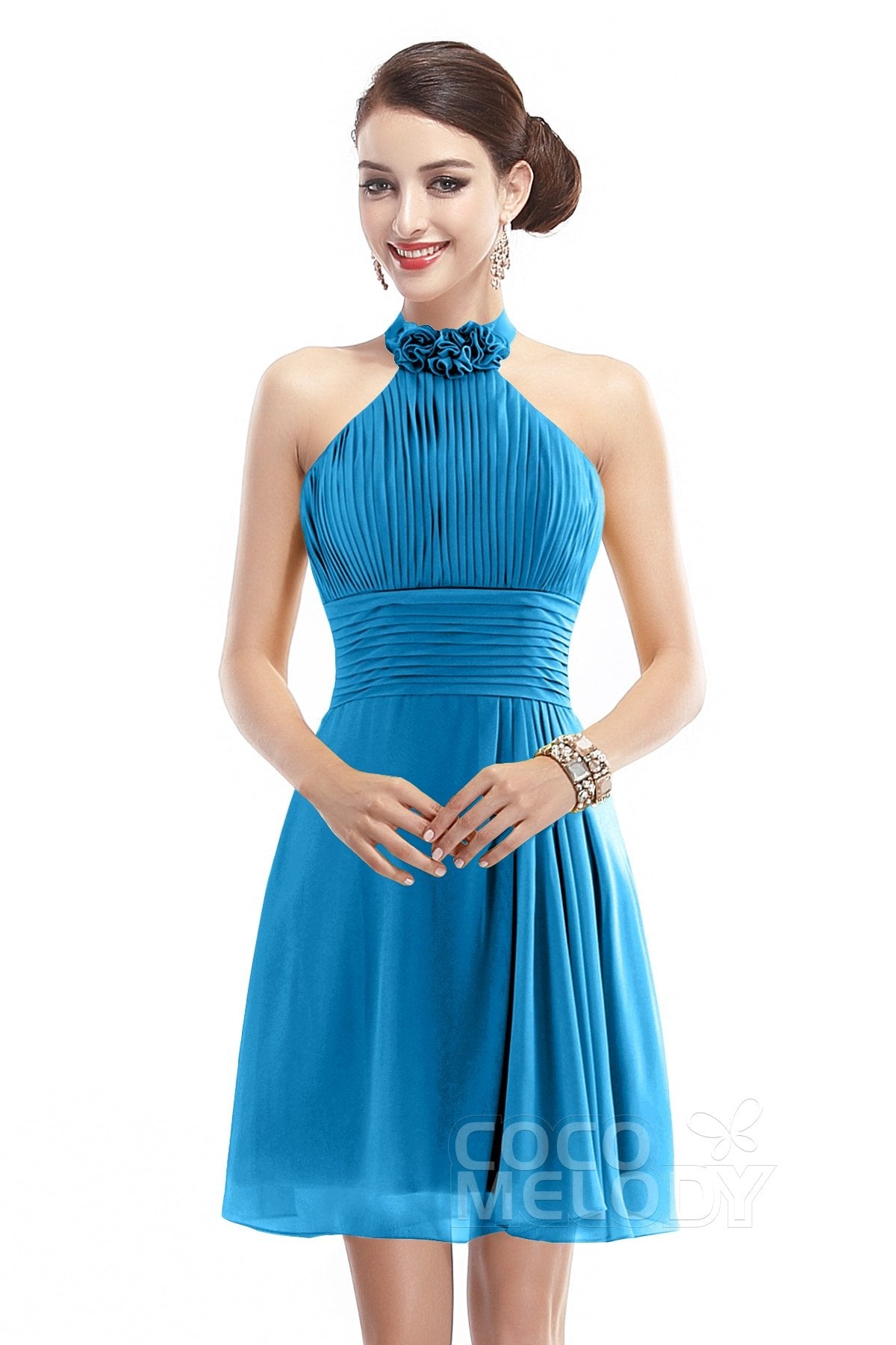 COCOMELODY A-Line Short-Mini Chiffon Bridesmaid Dress COZK1401B 