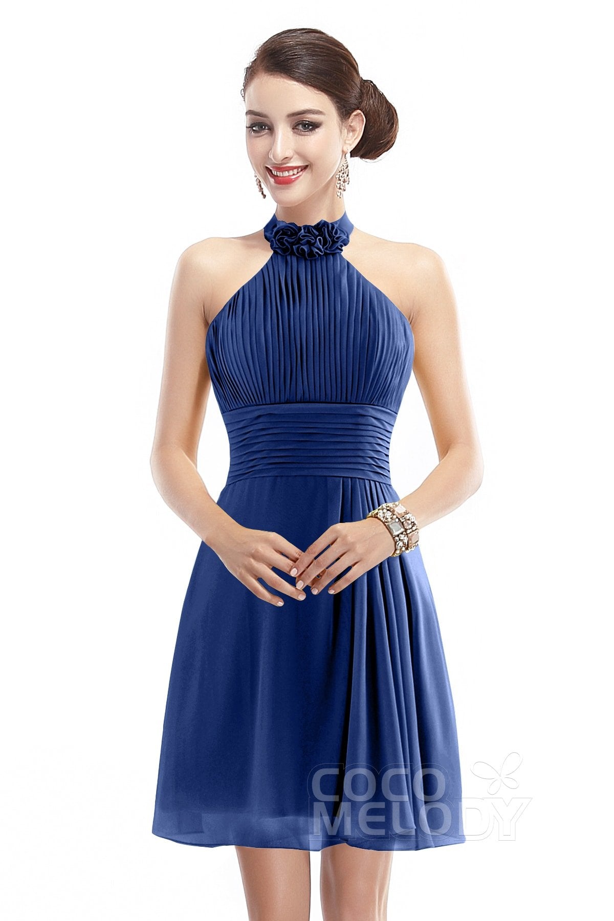 COCOMELODY A-Line Short-Mini Chiffon Bridesmaid Dress COZK1401B 