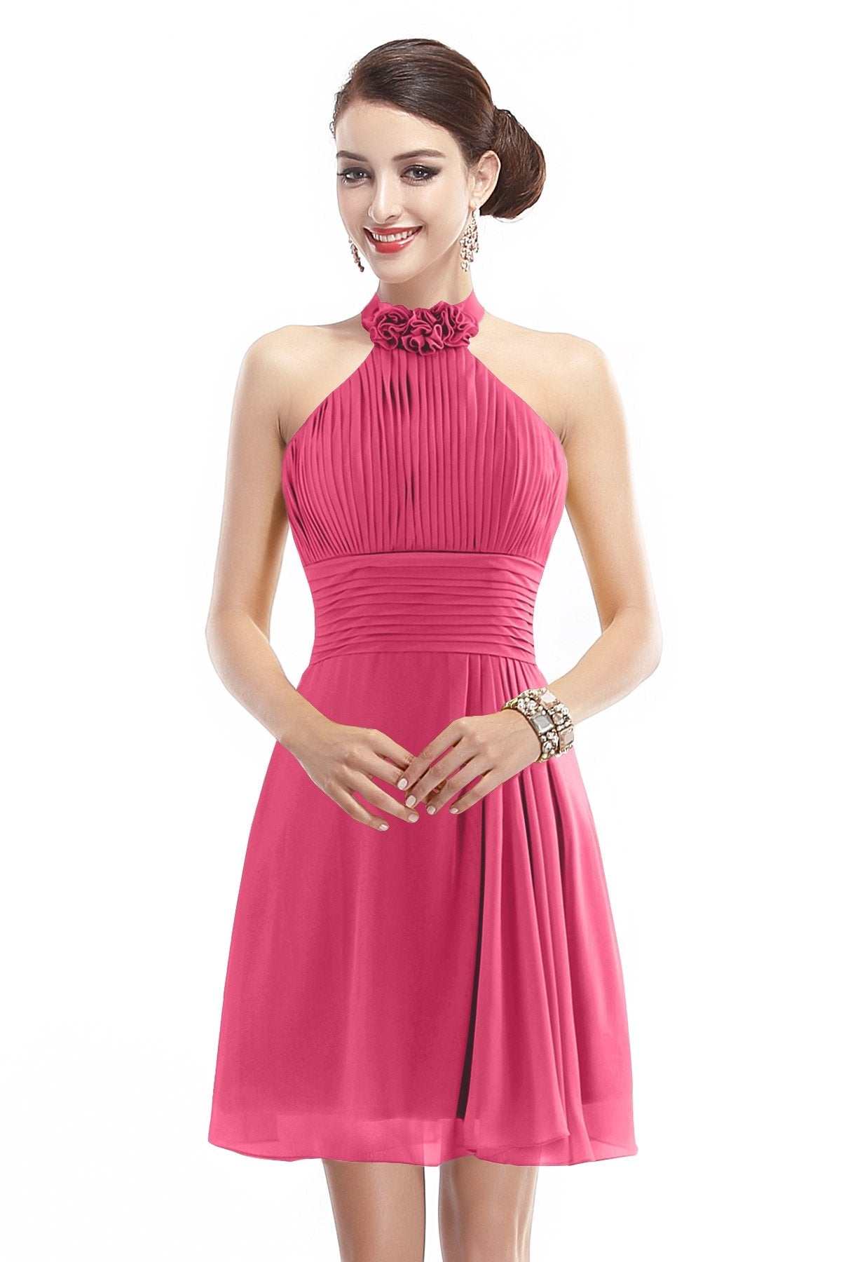 COCOMELODY A-Line Short-Mini Chiffon Bridesmaid Dress COZK1401B 