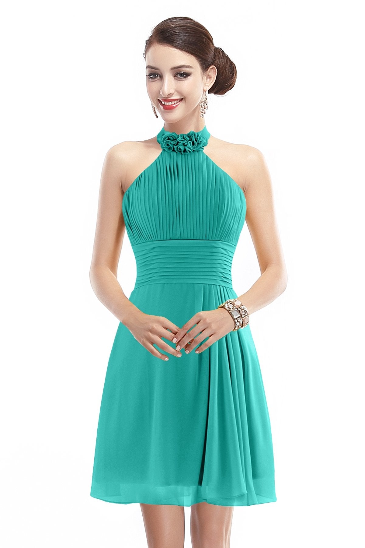 COCOMELODY A-Line Short-Mini Chiffon Bridesmaid Dress COZK1401B 