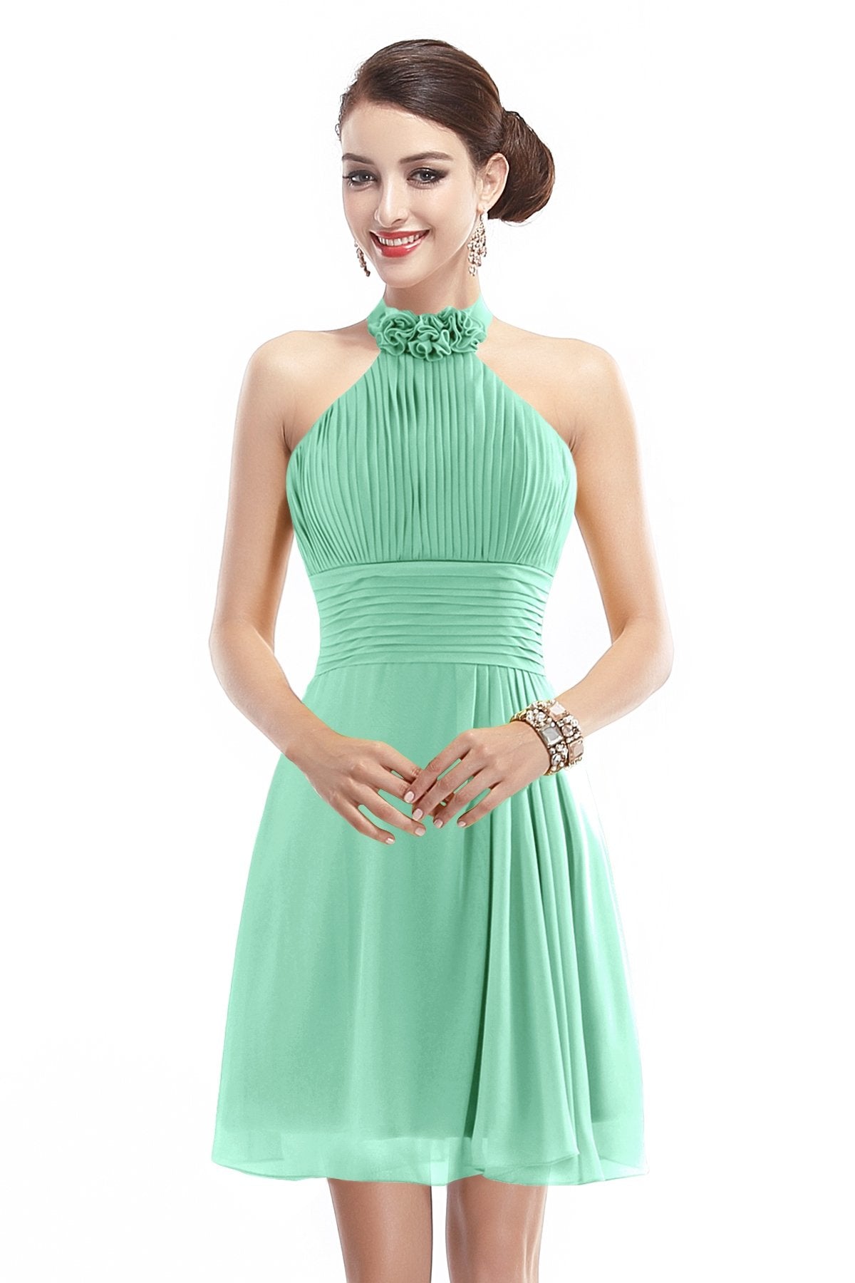 COCOMELODY A-Line Short-Mini Chiffon Bridesmaid Dress COZK1401B 