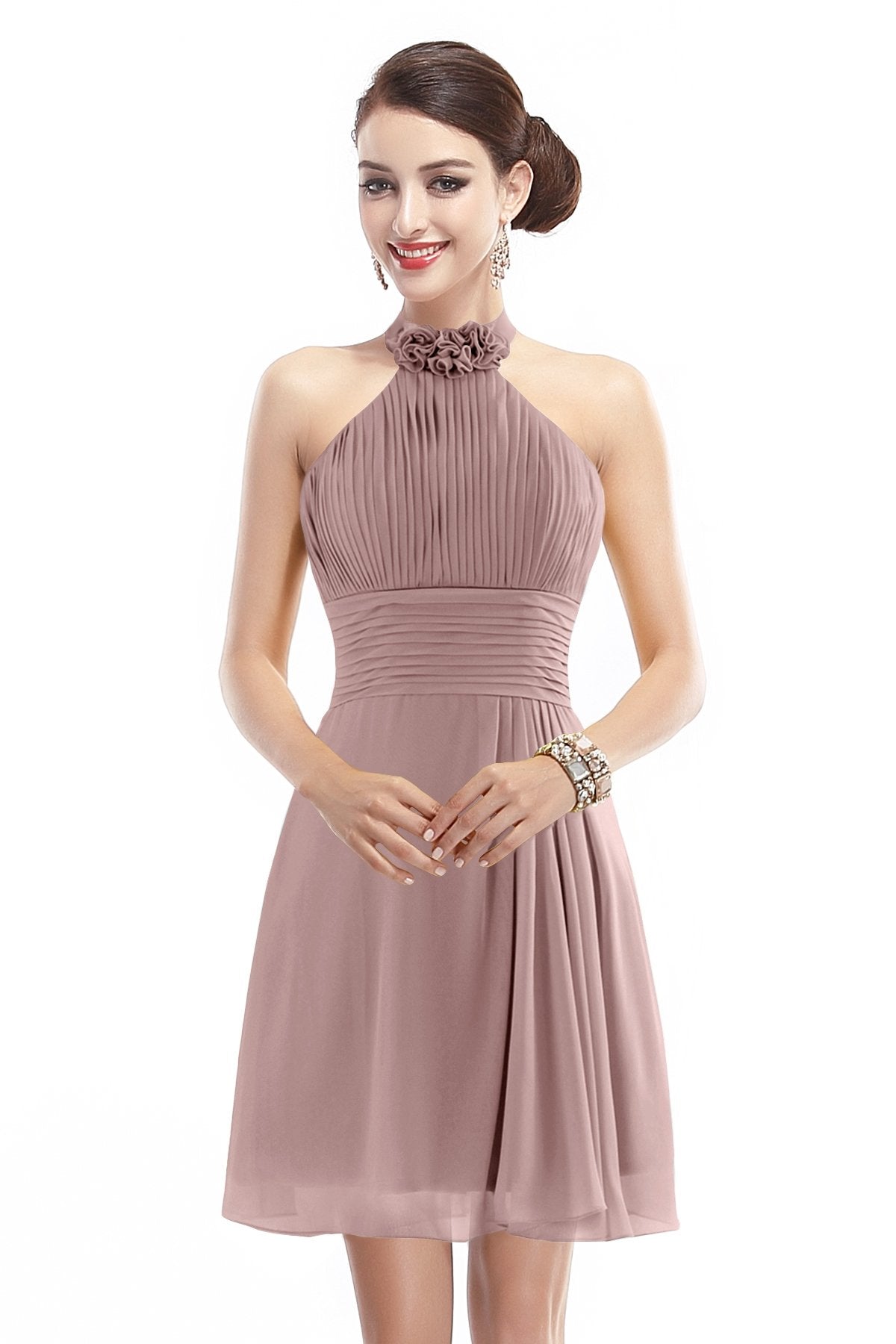 COCOMELODY A-Line Short-Mini Chiffon Bridesmaid Dress COZK1401B 