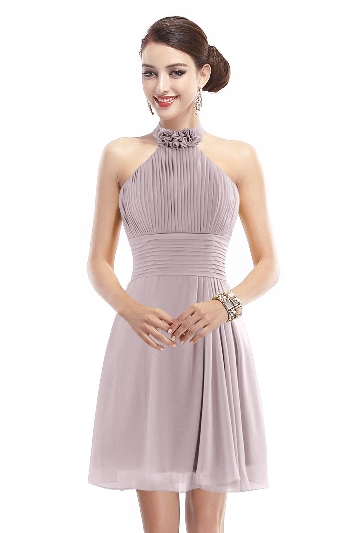 COCOMELODY A-Line Short-Mini Chiffon Bridesmaid Dress COZK1401B 