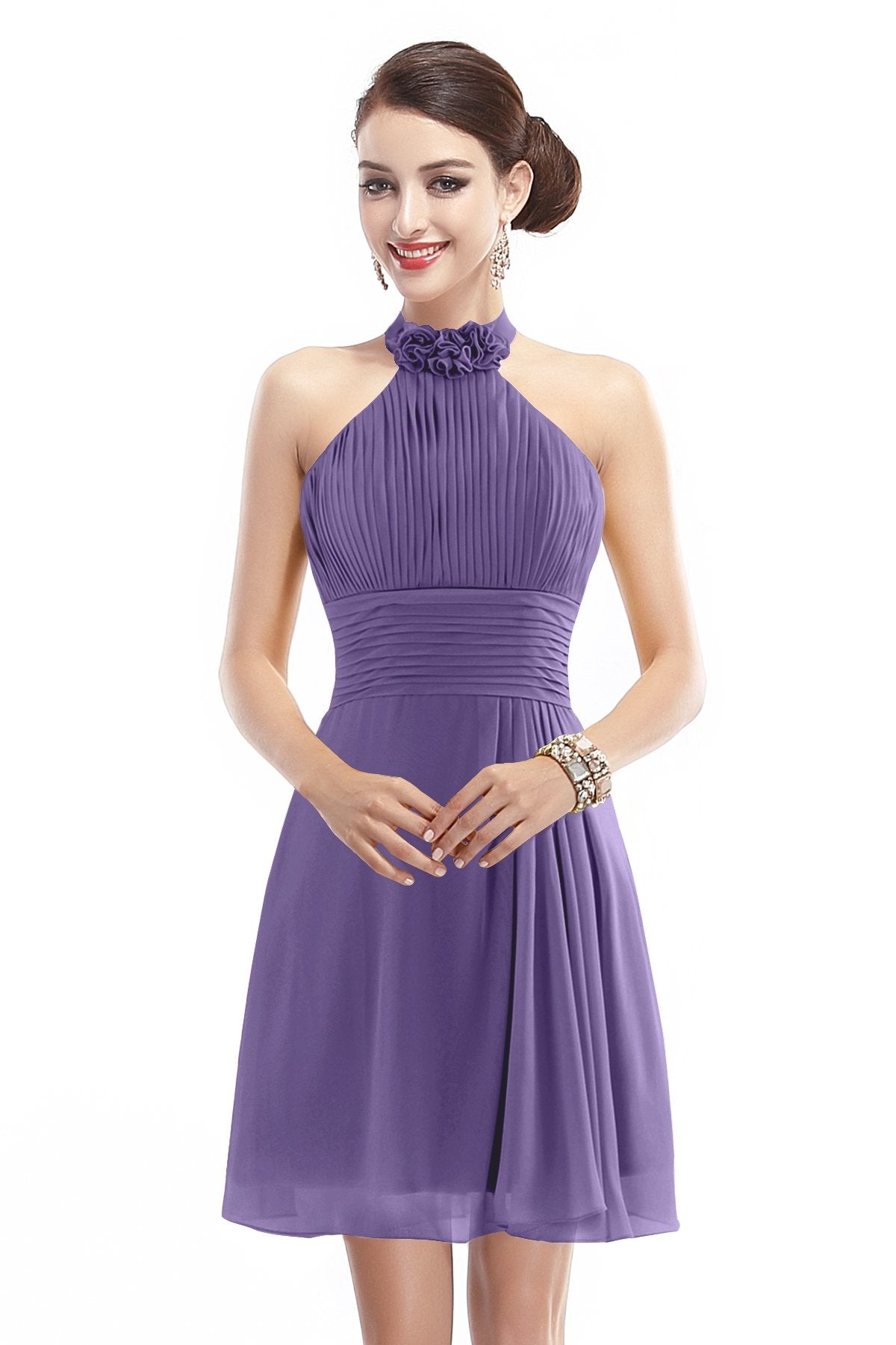 COCOMELODY A-Line Short-Mini Chiffon Bridesmaid Dress COZK1401B 