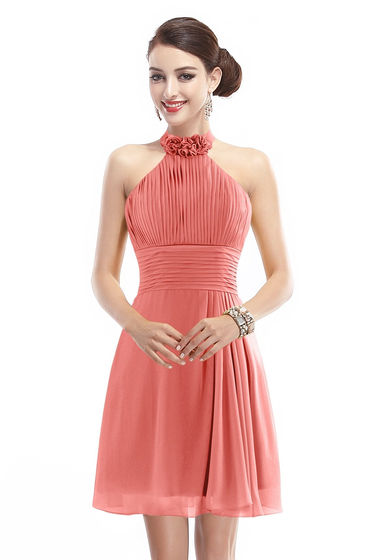 COCOMELODY A-Line Short-Mini Chiffon Bridesmaid Dress COZK1401B 