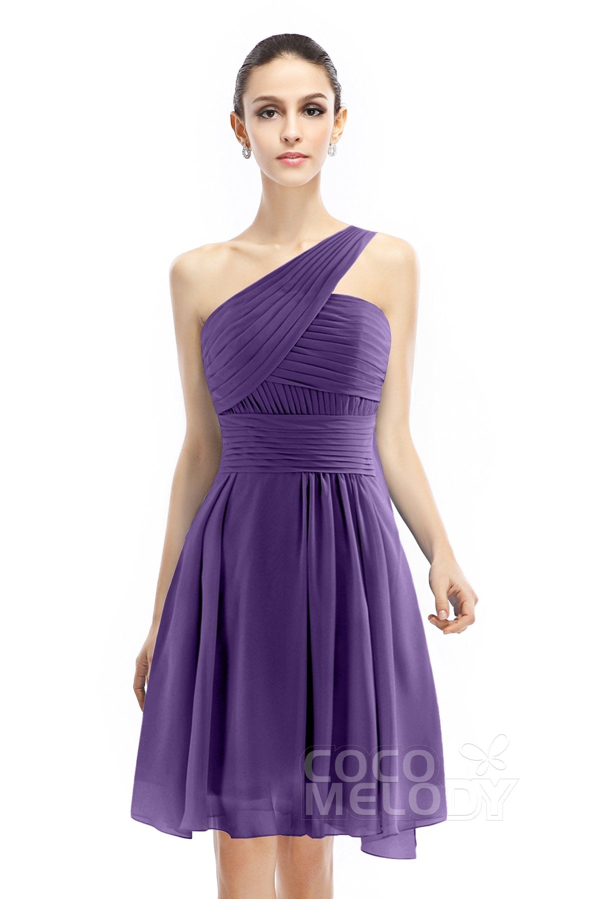 COCOMELODY A-Line Knee Length Chiffon Bridesmaid Dress COZK1401C 