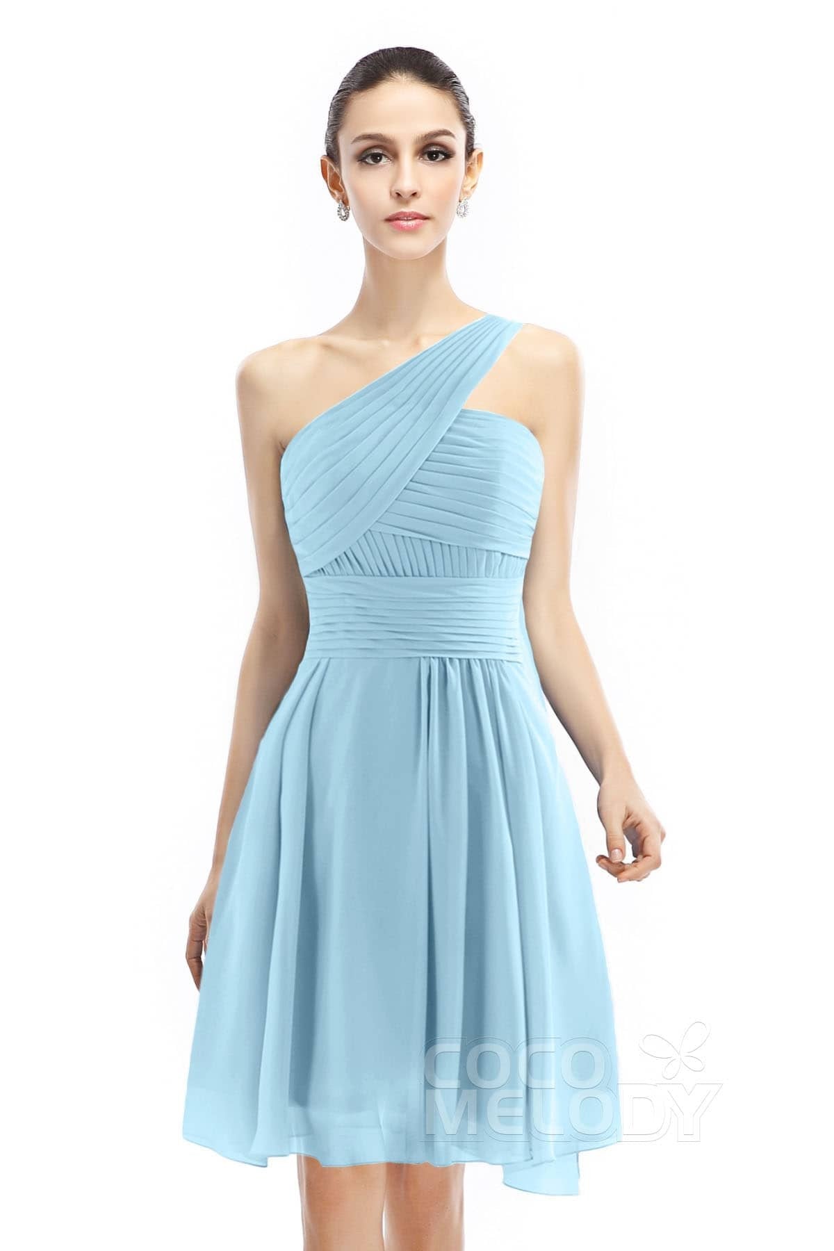 COCOMELODY A-Line Knee Length Chiffon Bridesmaid Dress COZK1401C 