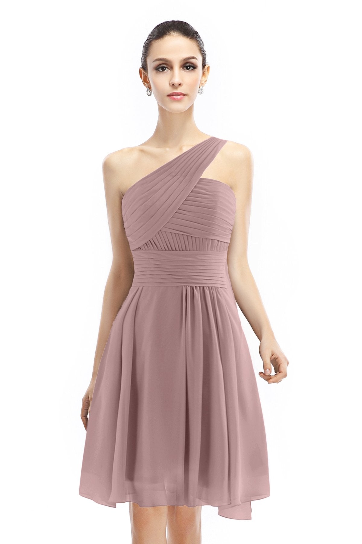 COCOMELODY A-Line Knee Length Chiffon Bridesmaid Dress COZK1401C 