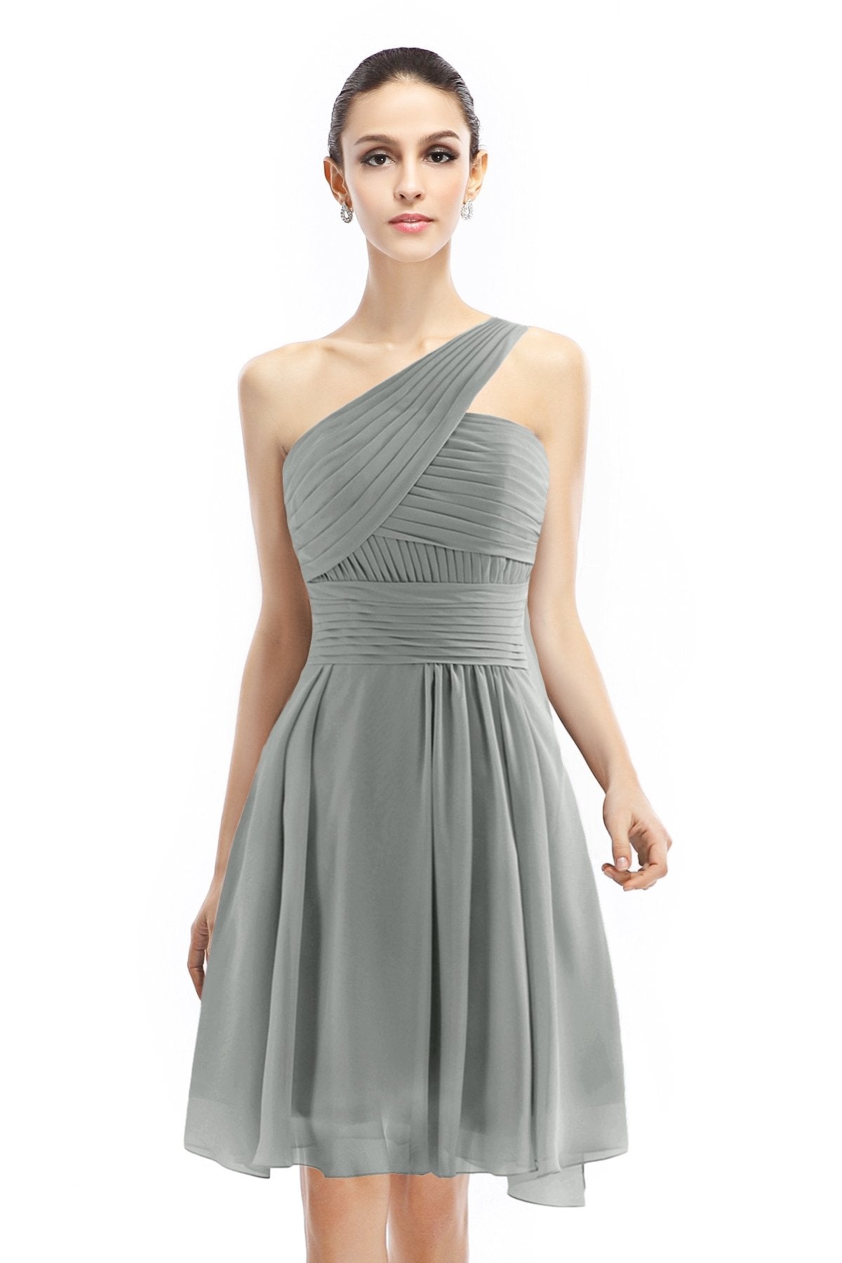 COCOMELODY A-Line Knee Length Chiffon Bridesmaid Dress COZK1401C 