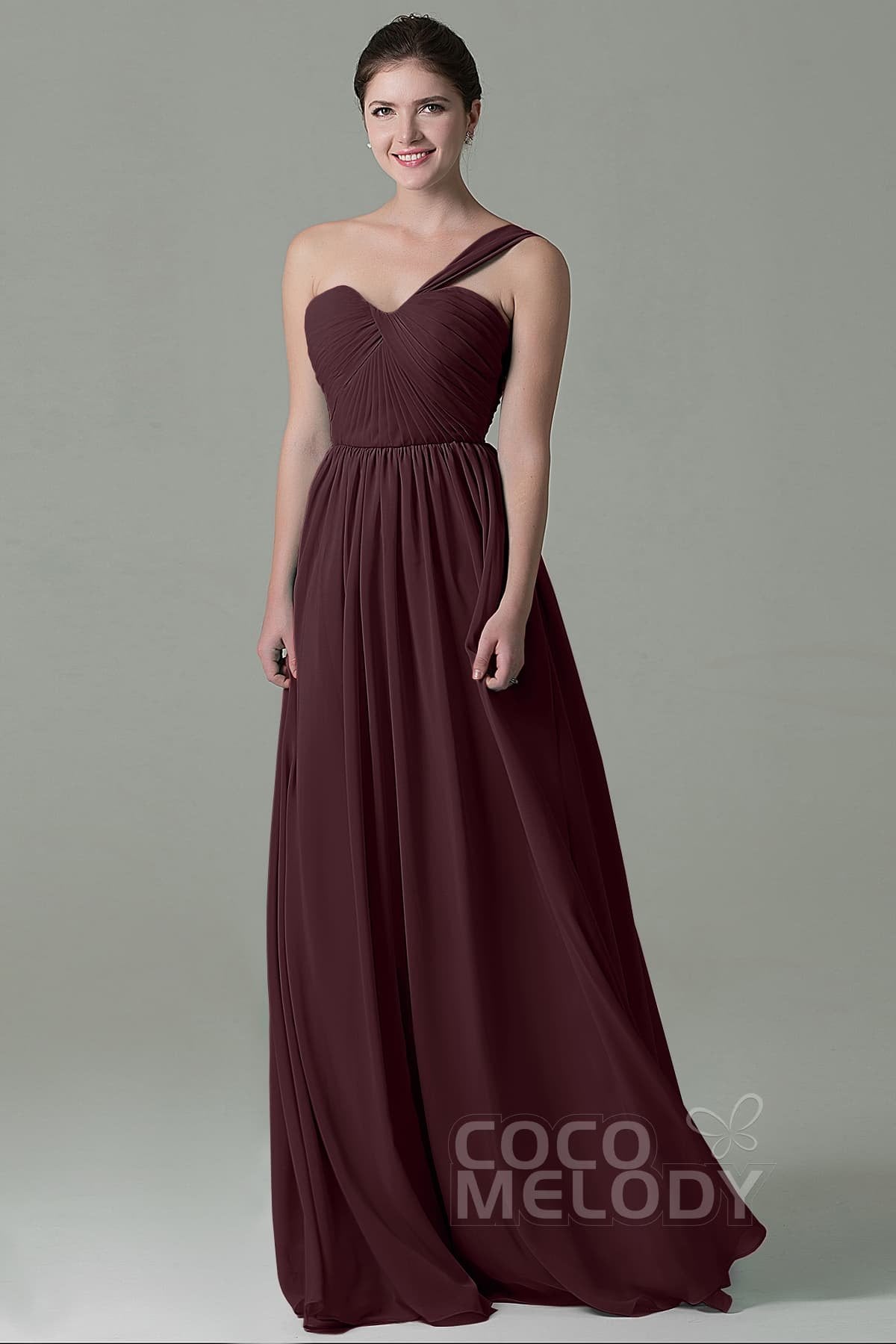 COCOMELODY Sheath Floor Length Chiffon Bridesmaid Dress COZK15009 