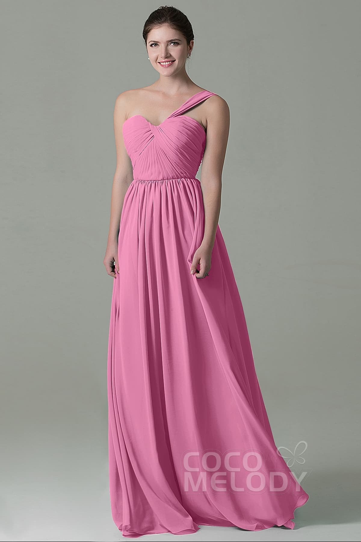 COCOMELODY Sheath Floor Length Chiffon Bridesmaid Dress COZK15009 