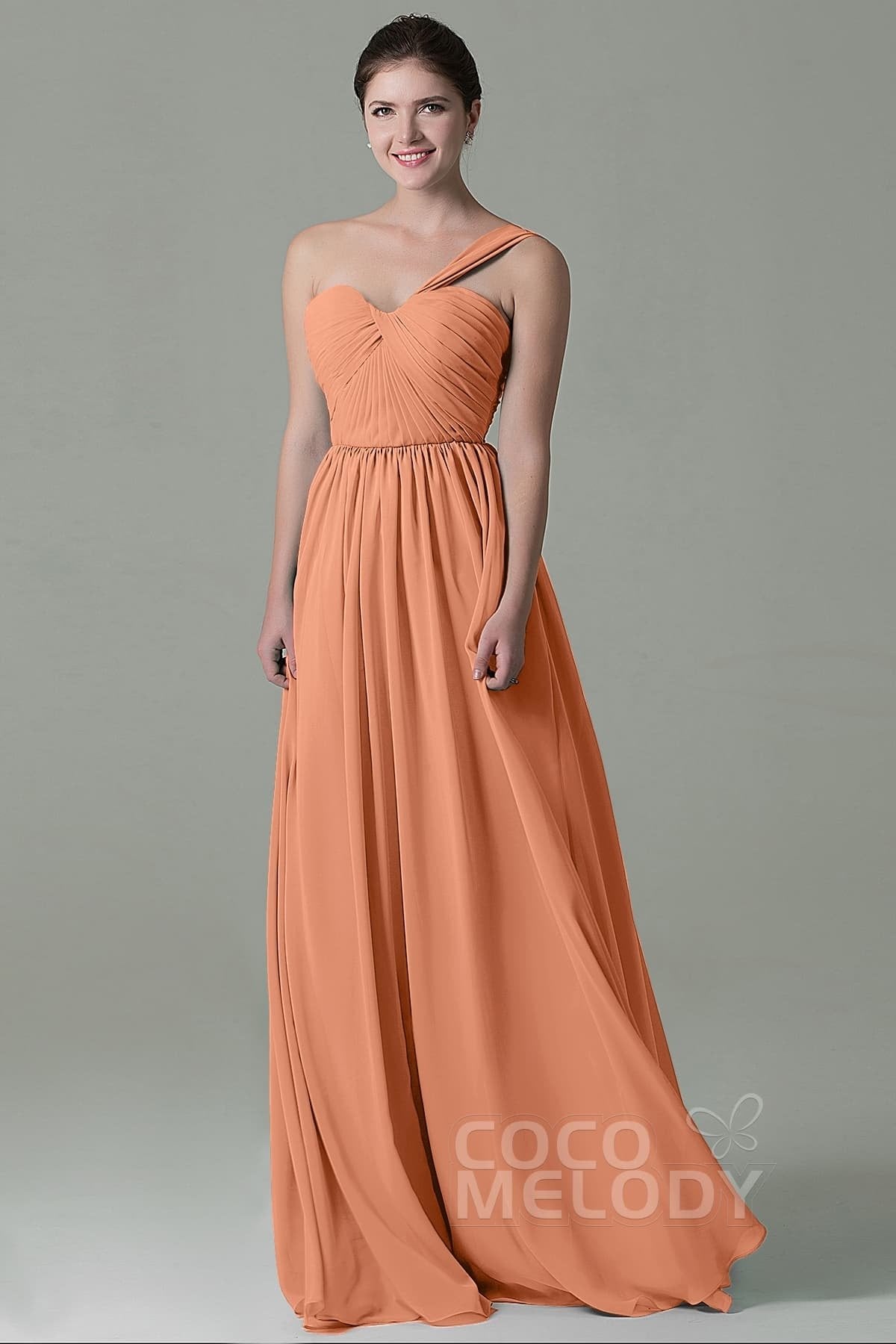 COCOMELODY Sheath Floor Length Chiffon Bridesmaid Dress COZK15009 