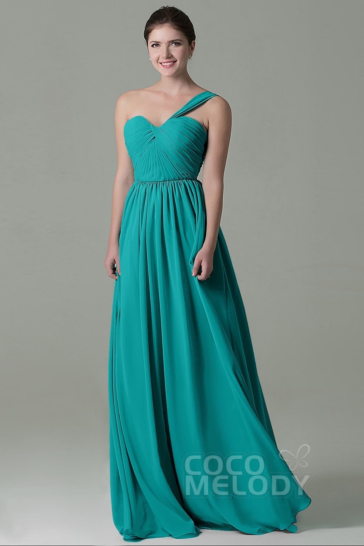 COCOMELODY Sheath Floor Length Chiffon Bridesmaid Dress COZK15009 