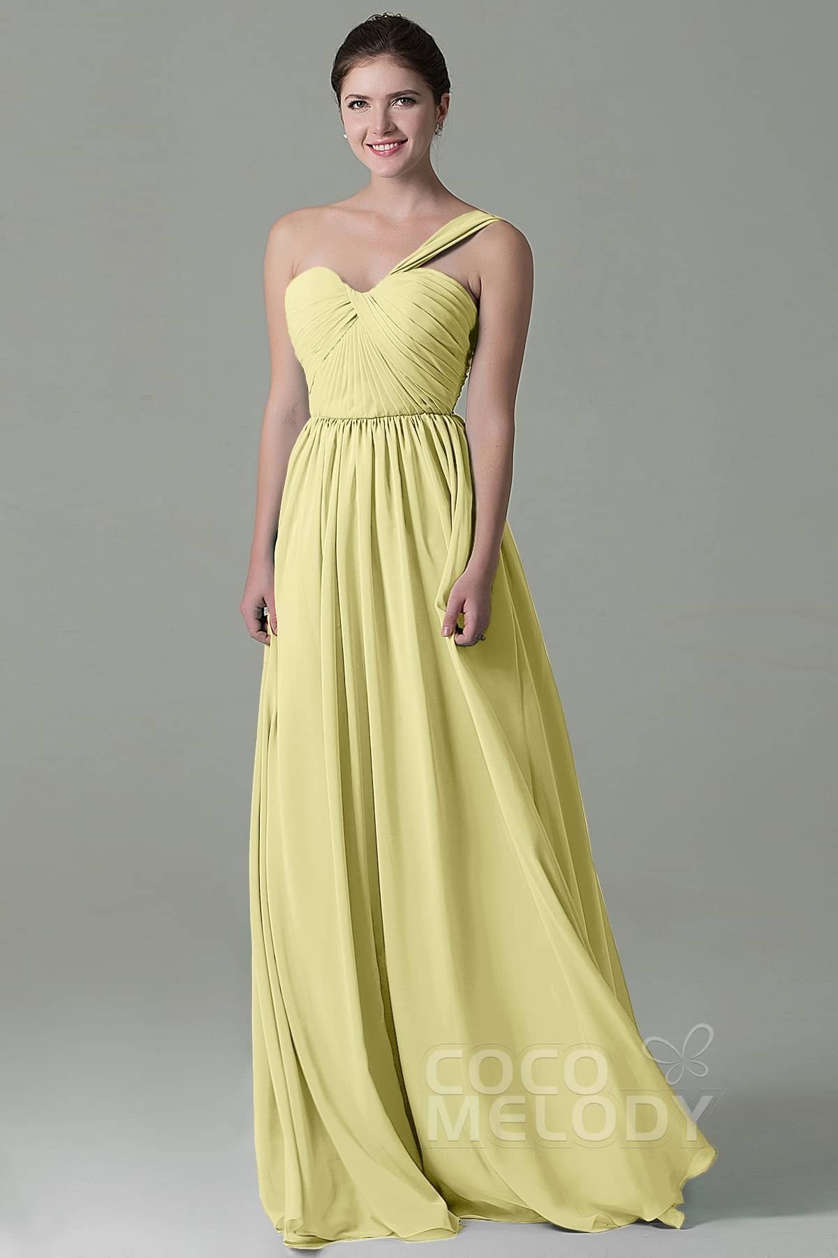 COCOMELODY Sheath Floor Length Chiffon Bridesmaid Dress COZK15009 