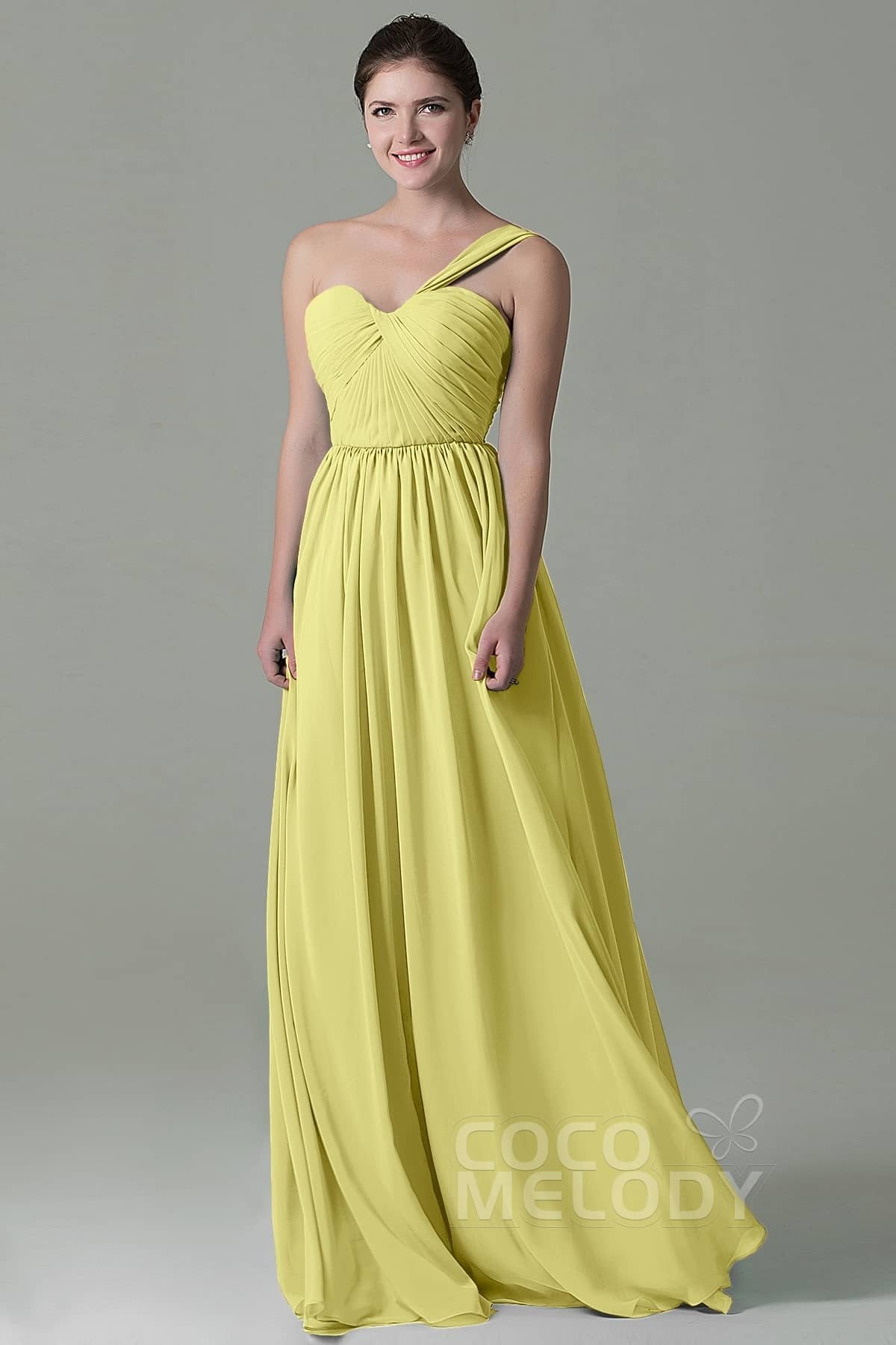 COCOMELODY Sheath Floor Length Chiffon Bridesmaid Dress COZK15009 