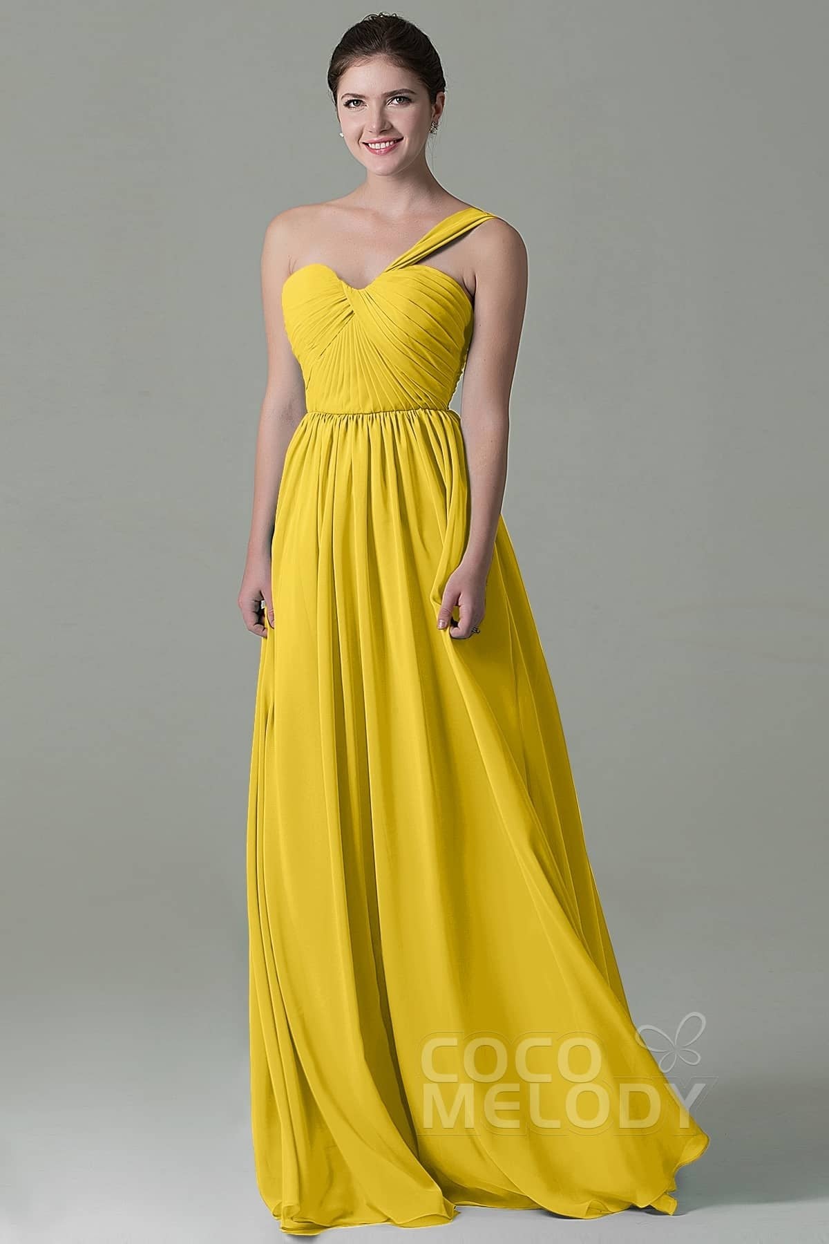 COCOMELODY Sheath Floor Length Chiffon Bridesmaid Dress COZK15009 