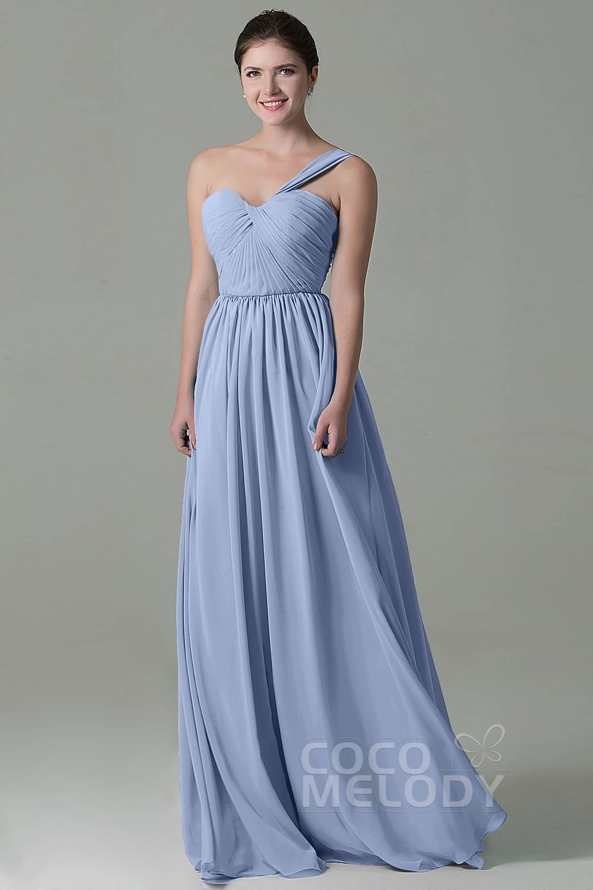 COCOMELODY Sheath Floor Length Chiffon Bridesmaid Dress COZK15009 