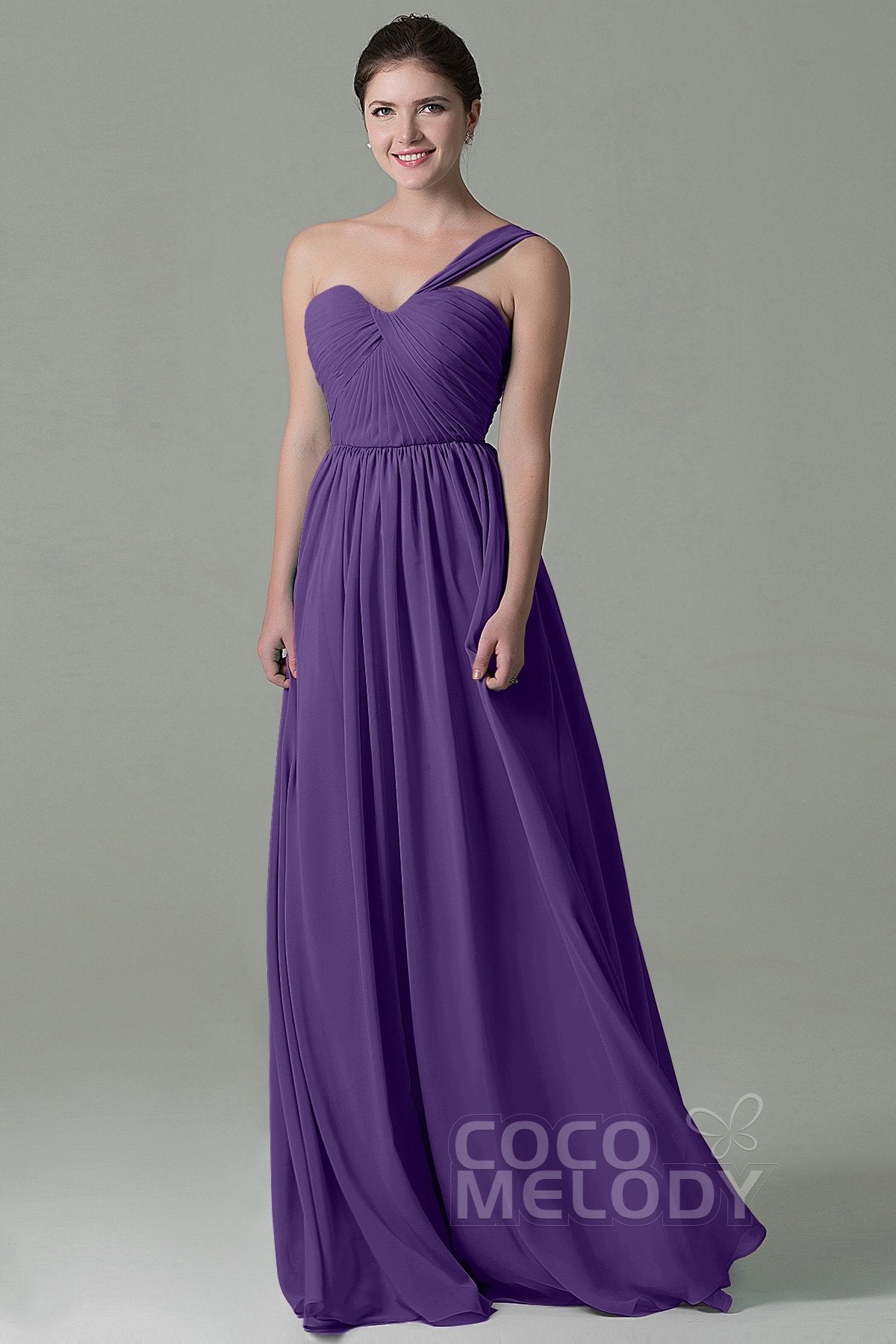 COCOMELODY Sheath Floor Length Chiffon Bridesmaid Dress COZK15009 