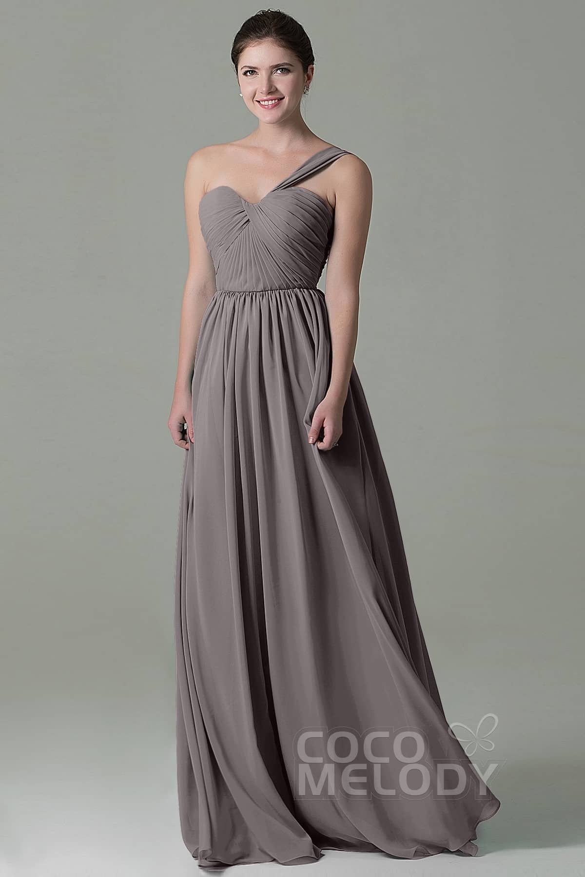 COCOMELODY Sheath Floor Length Chiffon Bridesmaid Dress COZK15009 