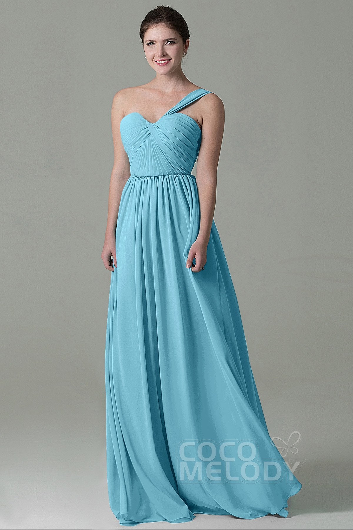 COCOMELODY Sheath Floor Length Chiffon Bridesmaid Dress COZK15009 